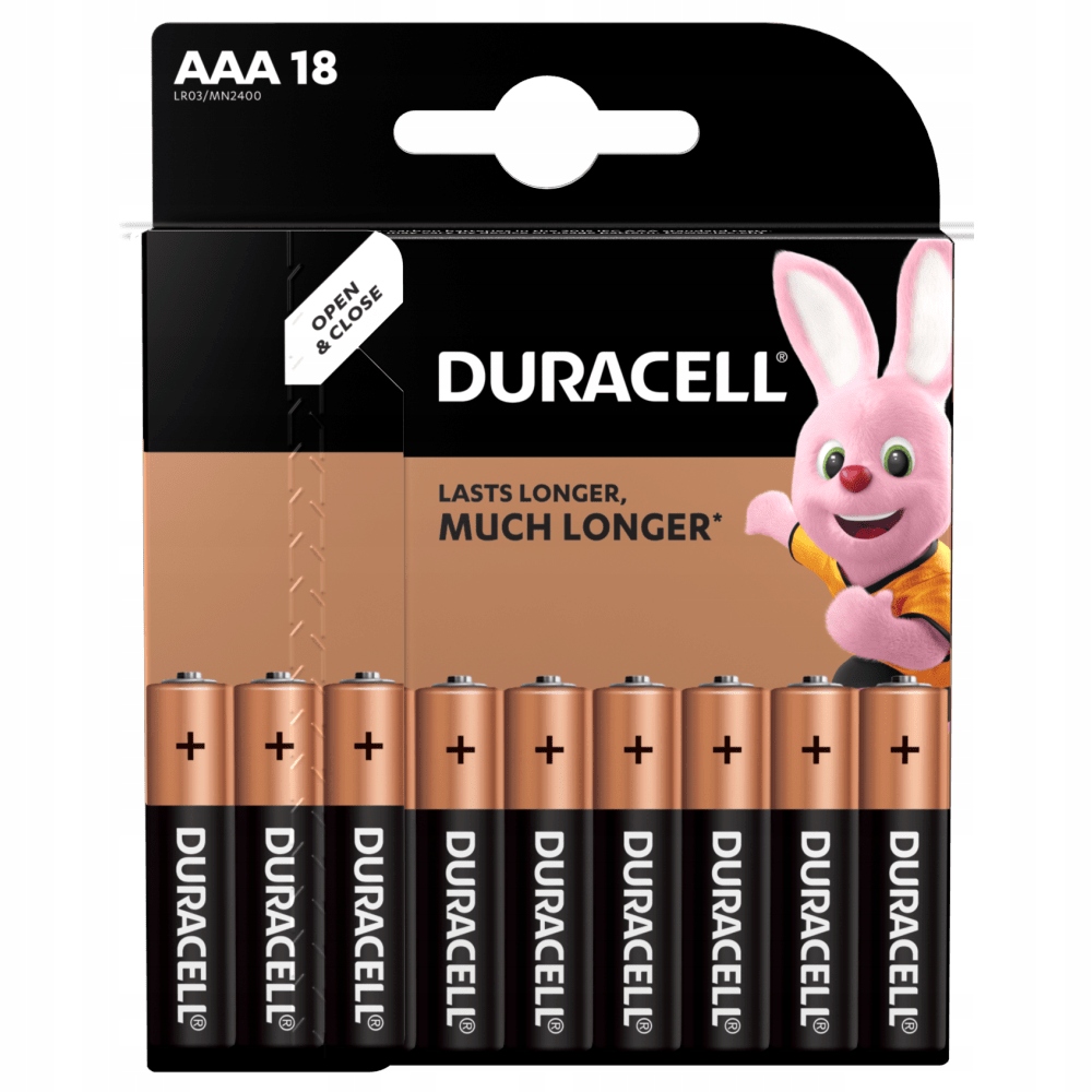 18x Alkaliczne Baterie Duracell AAA / LR3 Basic