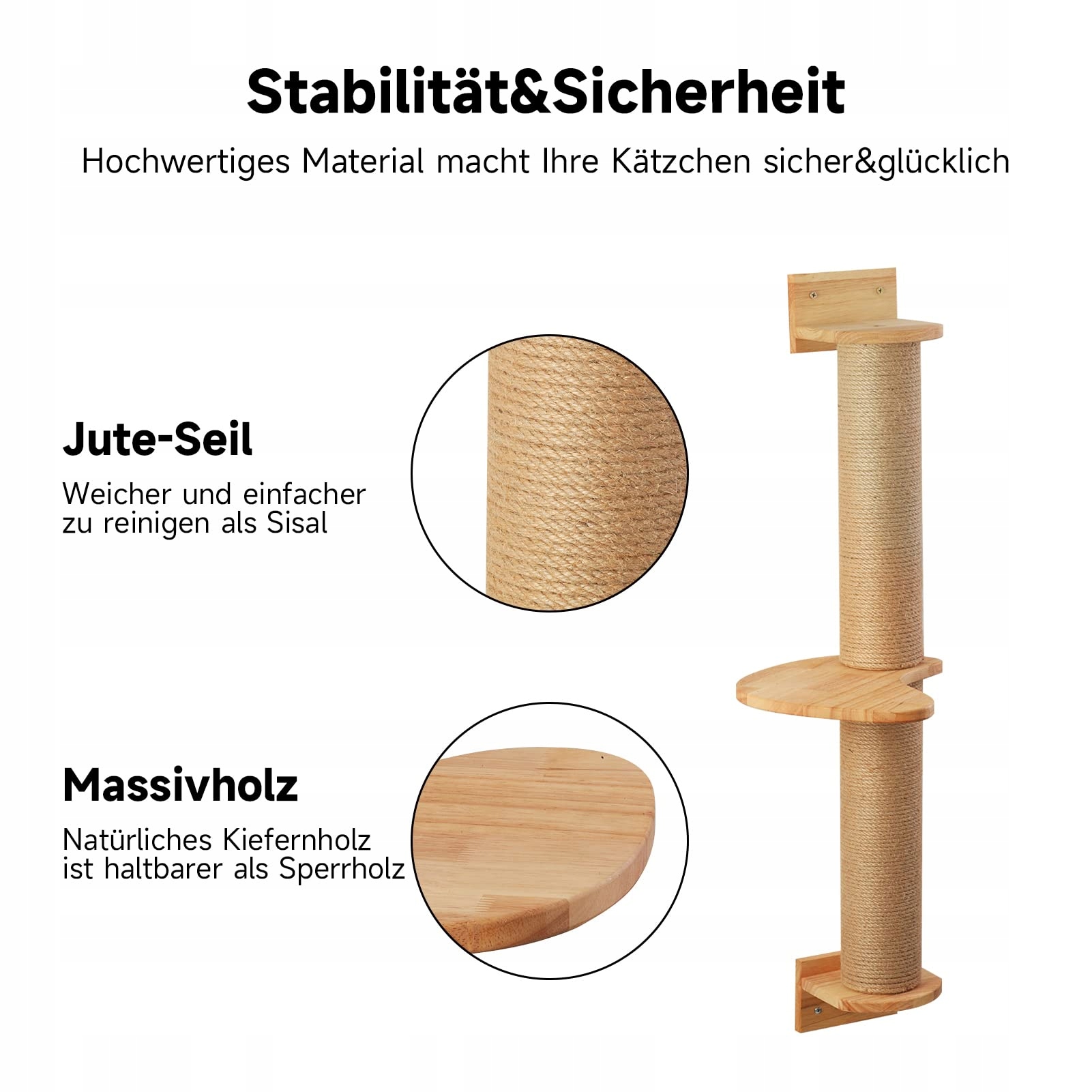 FUKUMARU DRAPAK DLA KOTA NA ŚCIANĘ SŁUPEK DO DRAPANIA 93CM — miniatura 3