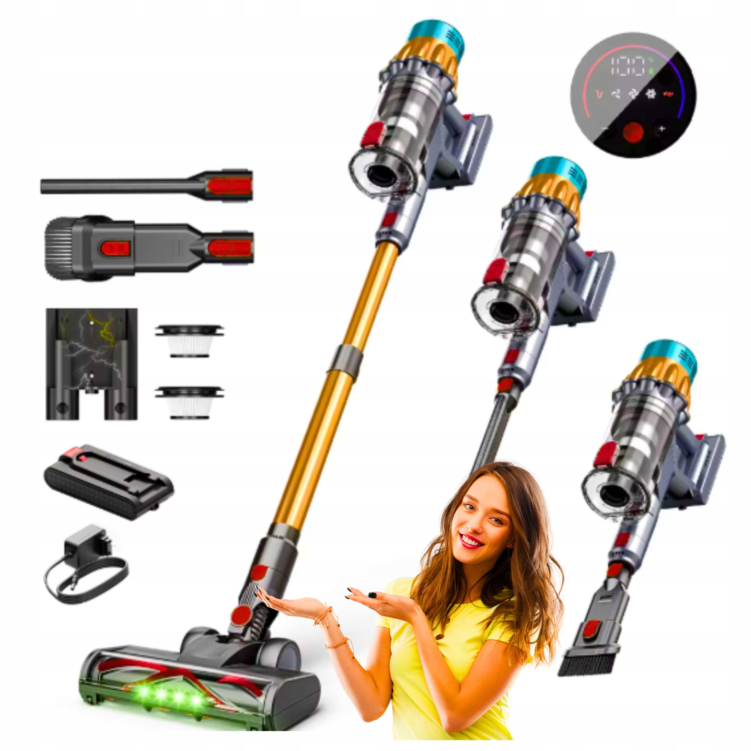 Odkurzacz Bezprzewodowy Pionowy Mocny 650W Do Samochodu Filtr Hepa Cotiar