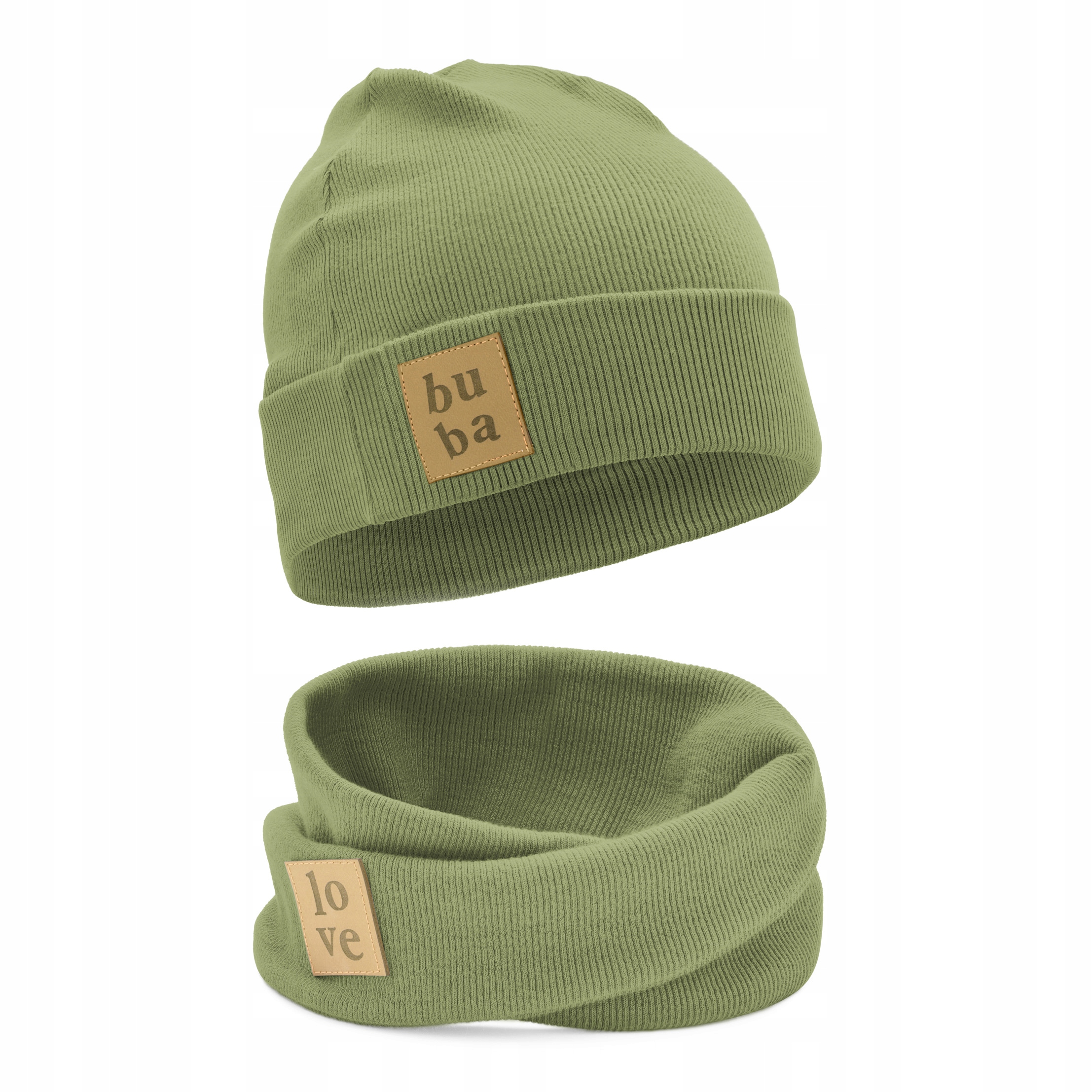 

Czapka dziecięca z kominem wiosna jesień oliwka