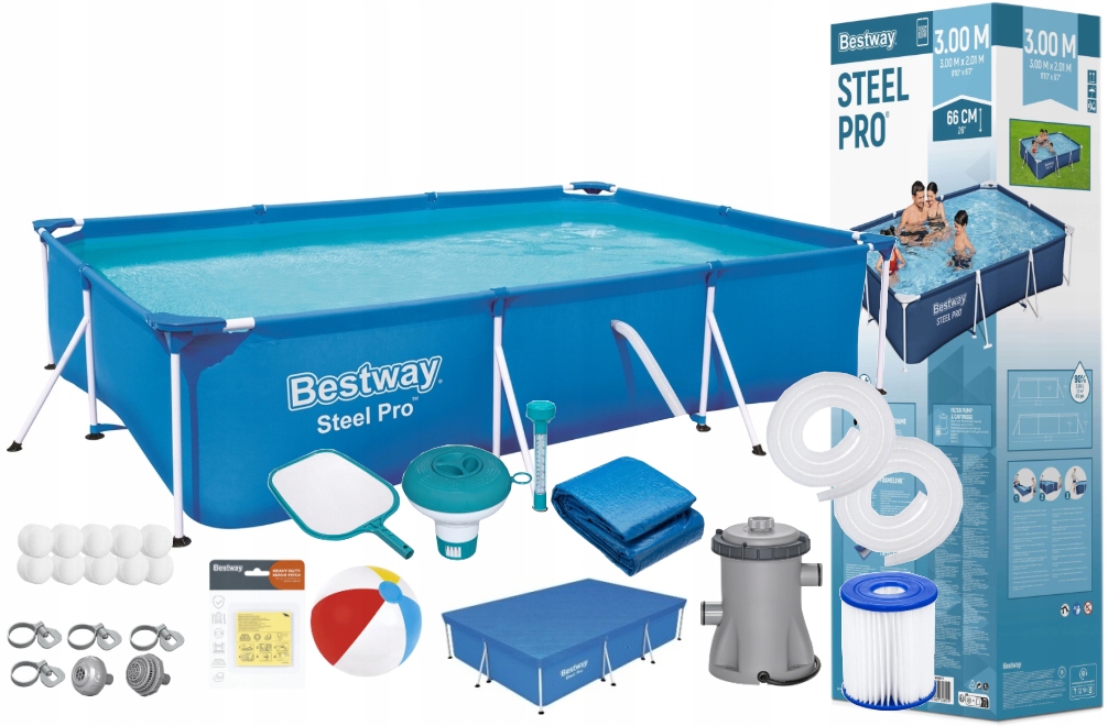 Basen Stelażowy Ogrodowy Bestway 56411 300x201x66 Pompa Pokrywa Model 2025