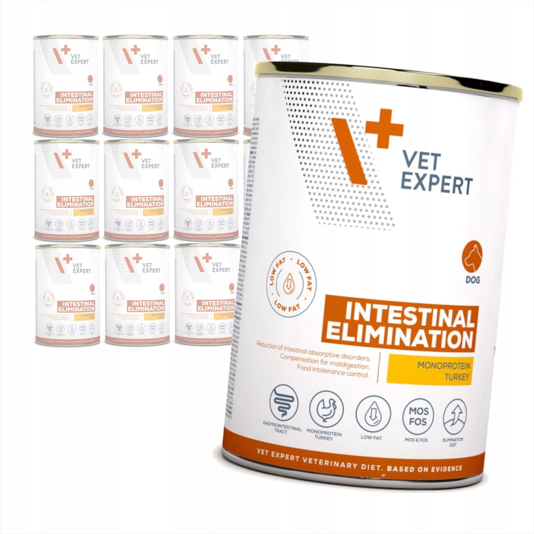 VetExpert Intestinal Elimination Low Fat 12x400g Karma Dla Psa Trawienie