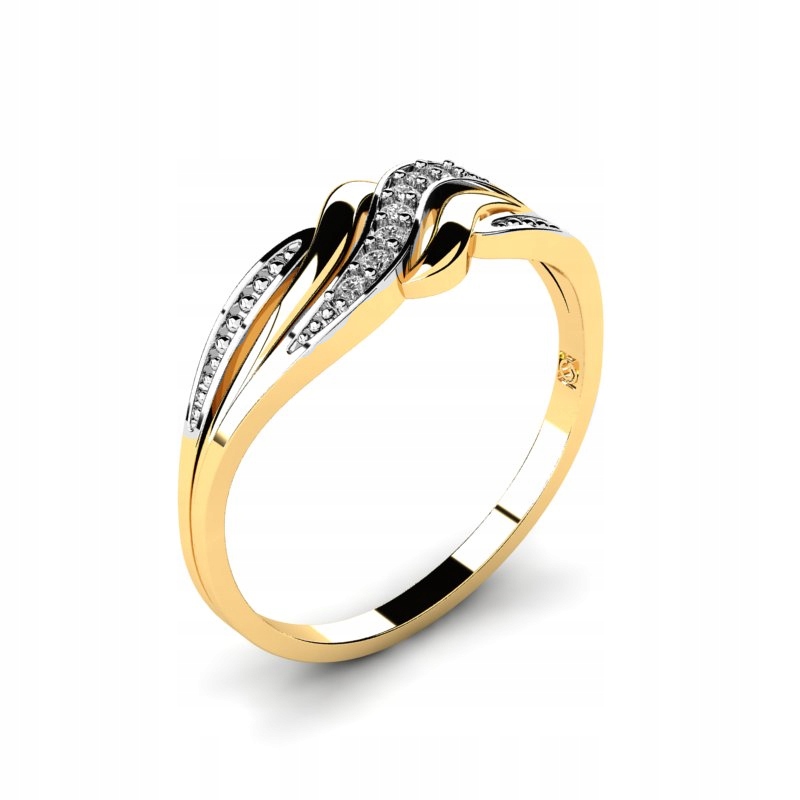 

Pierścionek Złoty Szeroki Z Brylantami 0.07CT