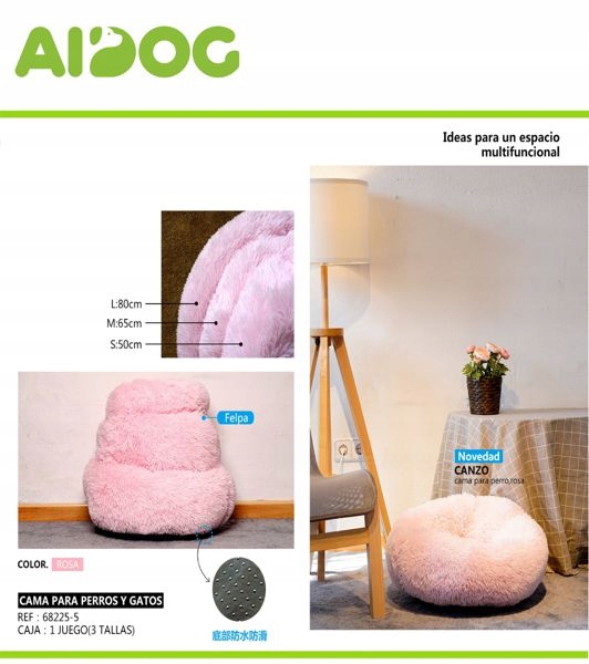 Levně Růžový měkký Pelíšek pro psy 3-dílný, sada 50/65/80 cm