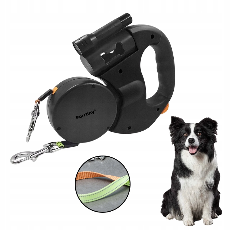 Levně Dvojitá Vodítko pro dva páry 3 m Automatická černá dogová svinovací páska