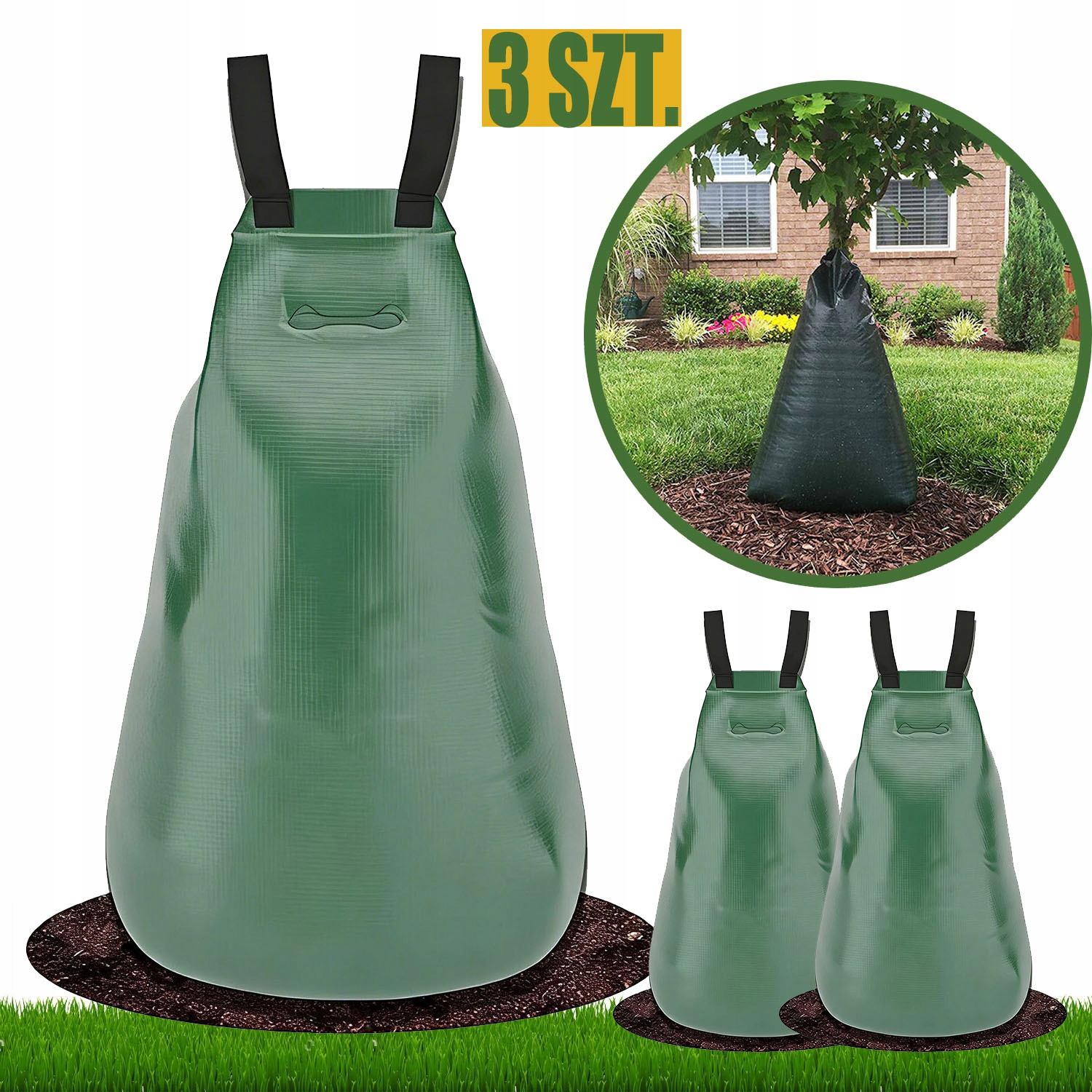 3X Taška Na Zavlažování Stromů, Zavlažovací Vak, 75 L, Se Zipem