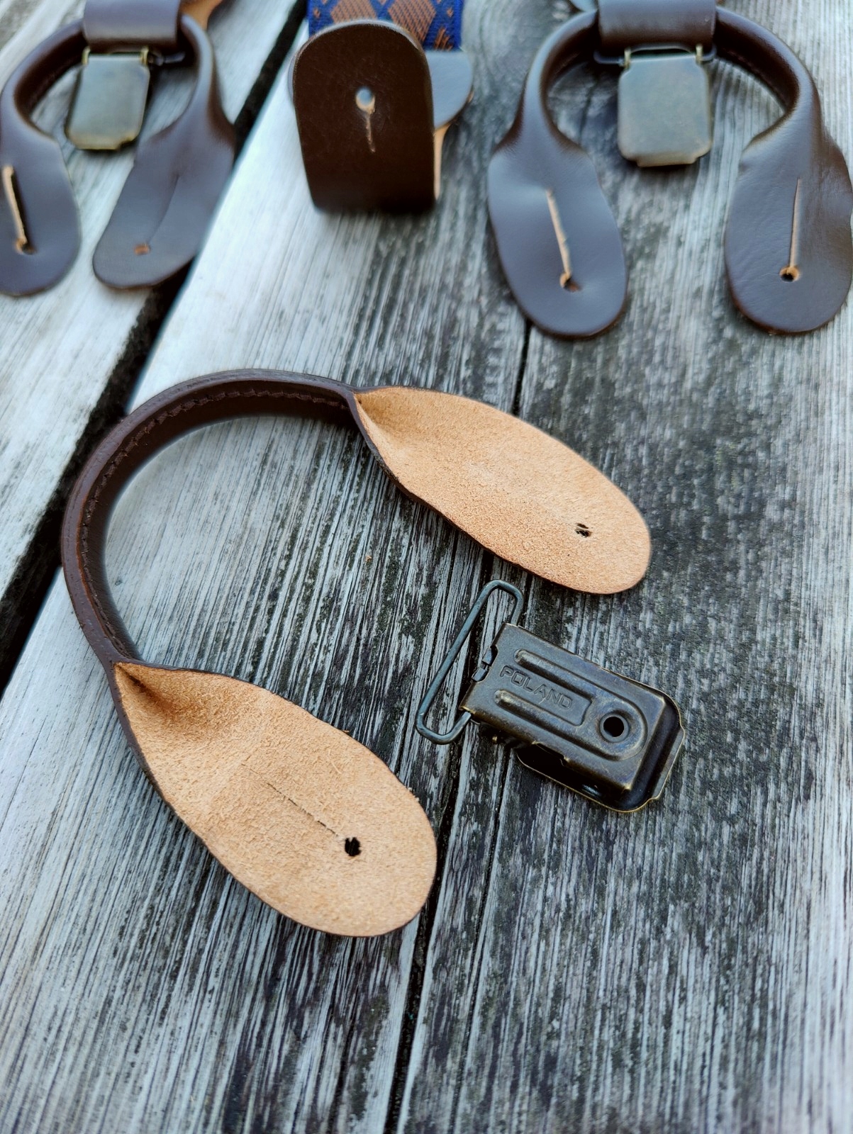 Szelki na guziki 2w1 GUMA BRĄZOWA ROMBY do spodni Materiał dominujący guma