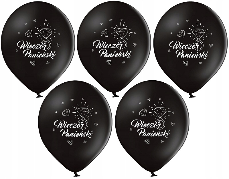 

Balony Na Wieczór Panieński Czarne Diament 5 Sztuk