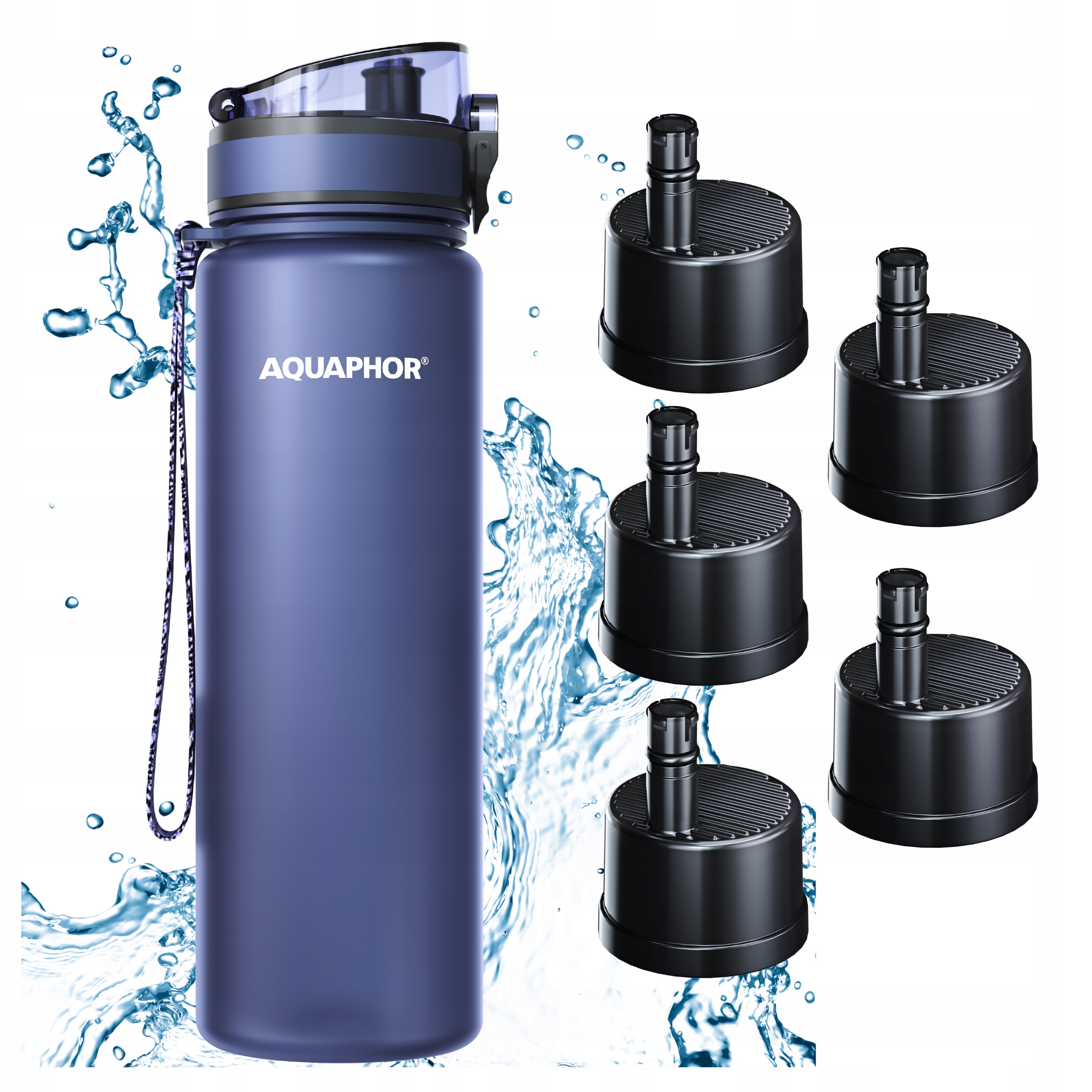 Filtrační láhev Filtr Lahev Na Pití Aquaphor City 800 ml, modrá 5 náplní