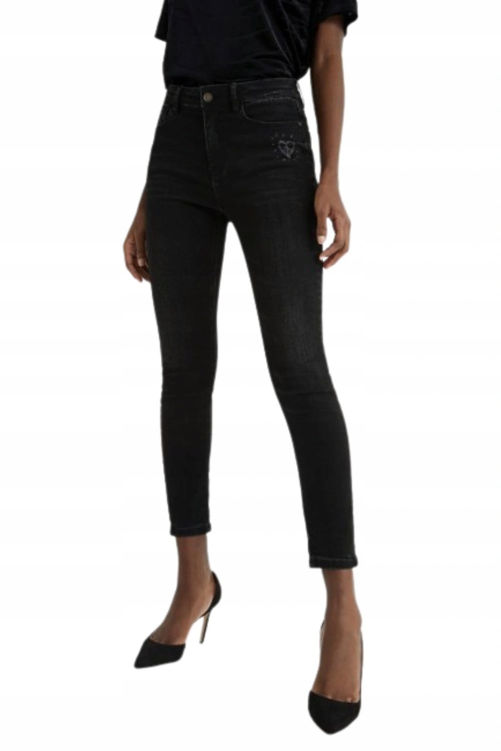 Dámské džínové kalhoty Desigual klasické černé skinny vel.