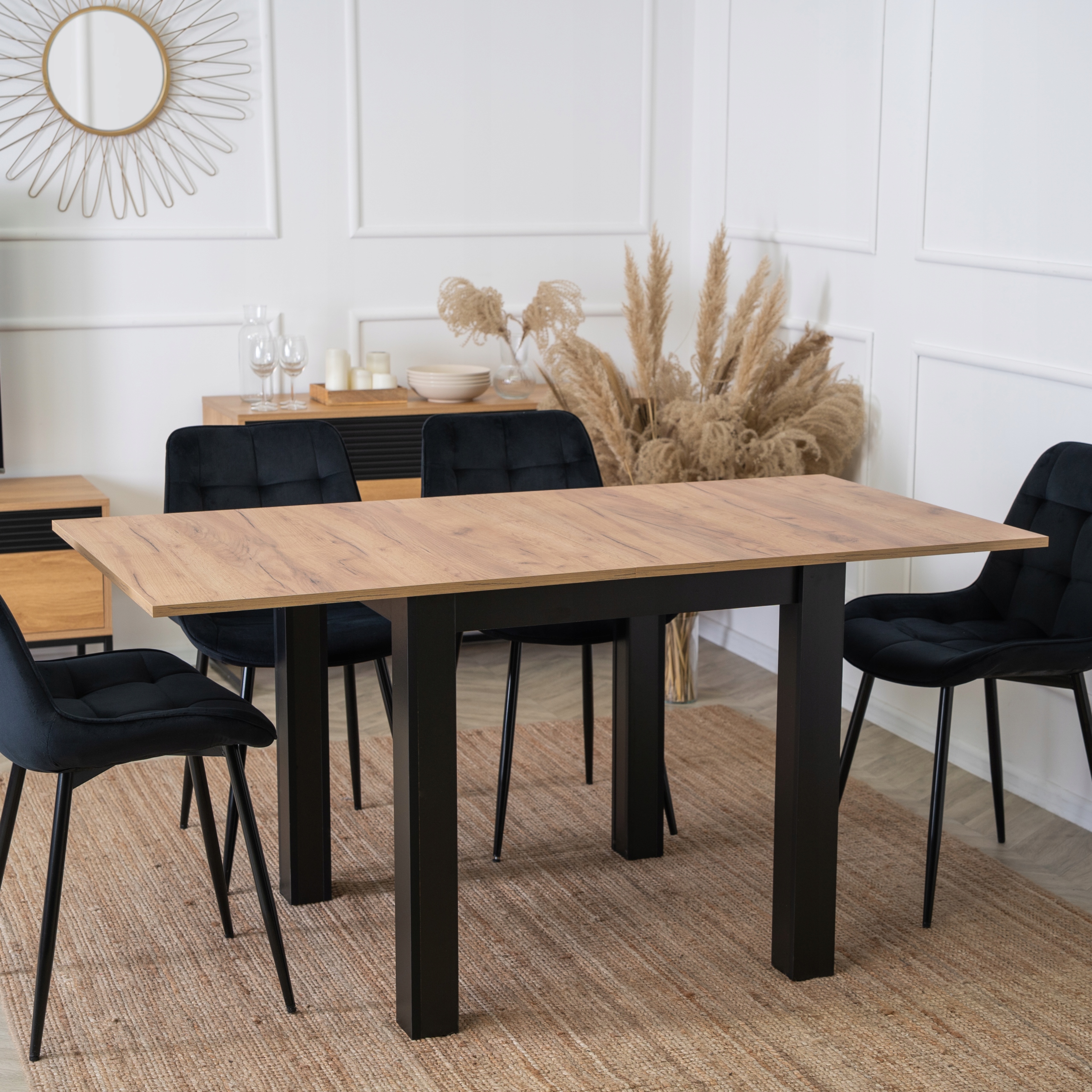 Stół Rozkładany Do Jadalni Salonu Mały Kwadratowy Czarny Craft MAX 80/160 Kolekcja MAX