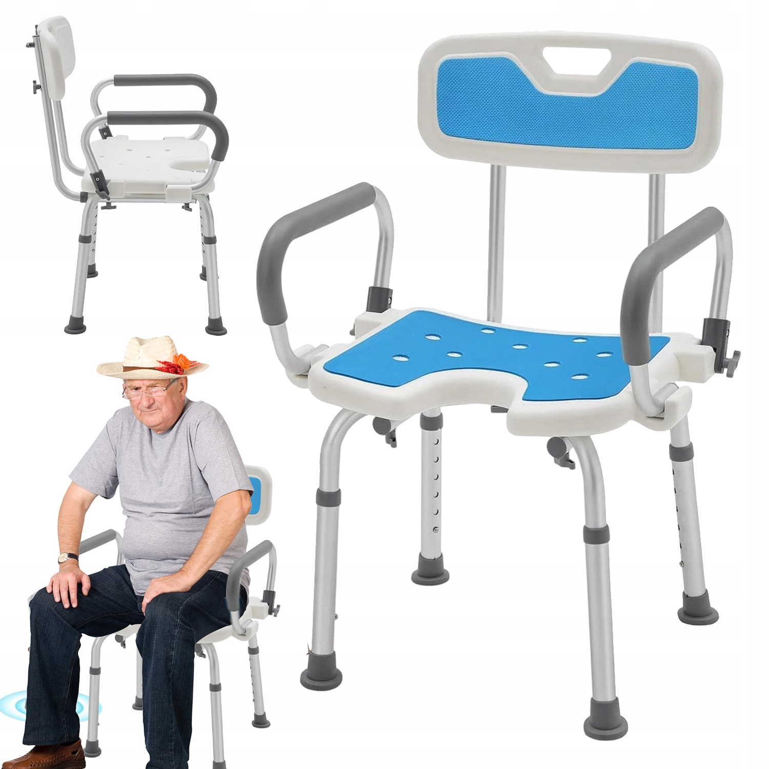 Krzesło Prysznicowe Wc Toaleta Sanitarne Sedesowe Do Łazienki 150KG