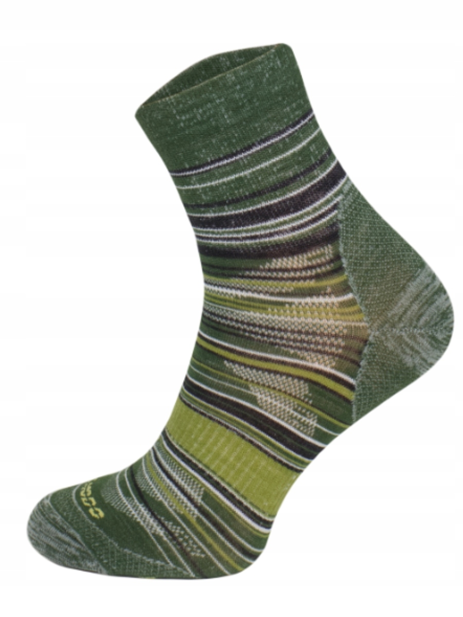 Skarpety trekkingowe TR21 Comodo Quarter Stripe z wełną Merino 39-42 Green