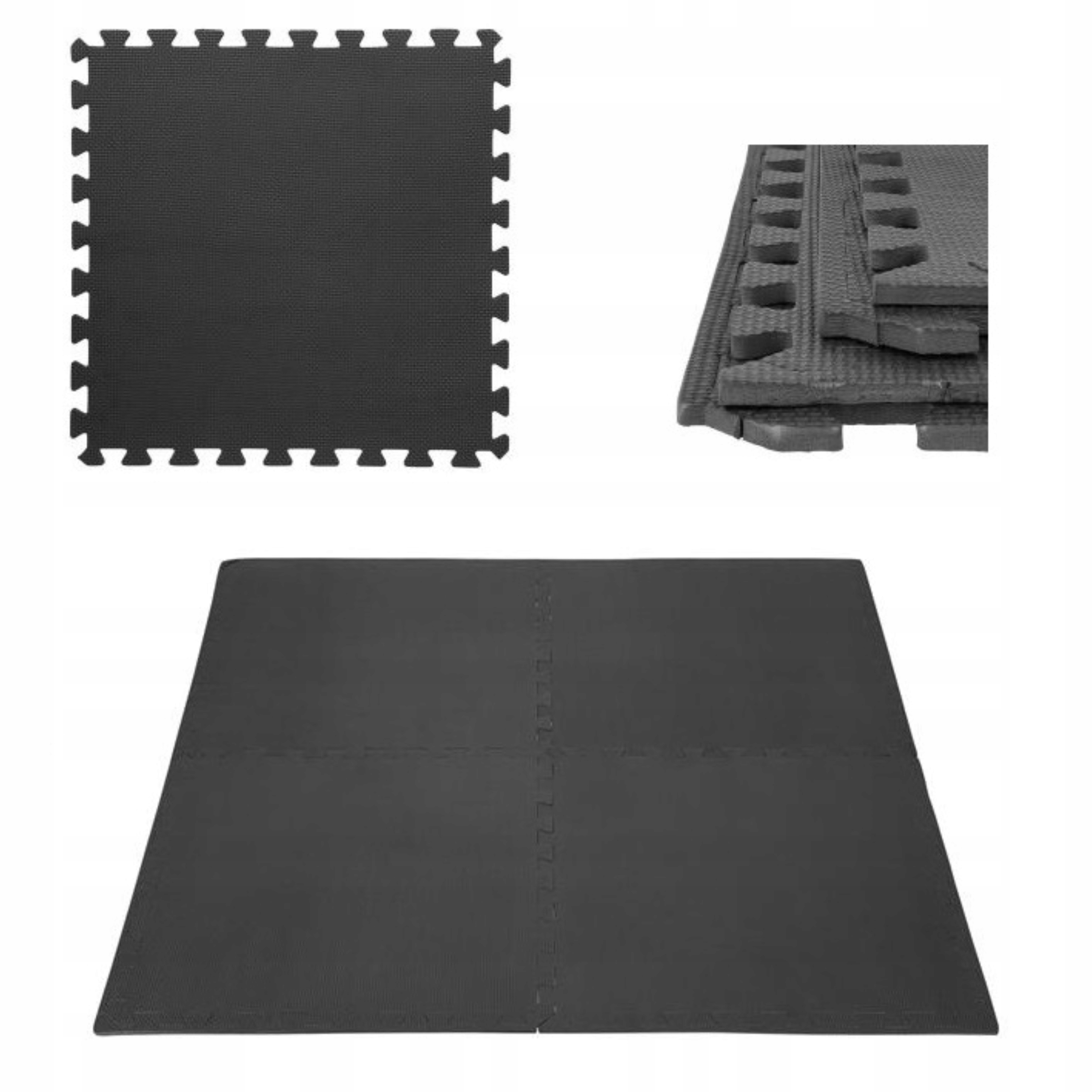 118x118cm Mata puzzle antypoślizgowa składana 4 elementy One Fitness czarna