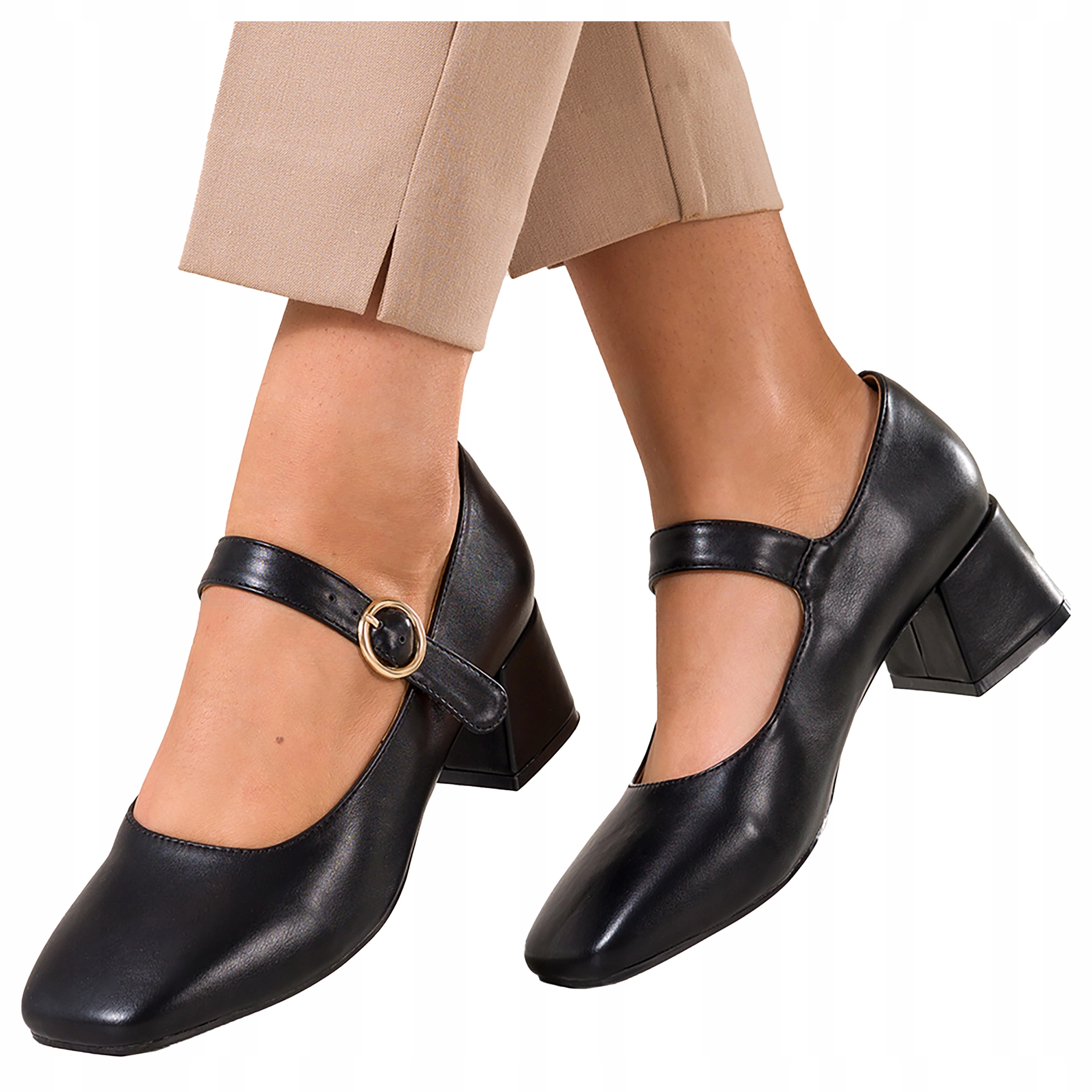 Černé Dámské Nízké Kostky Pohodlné Módní S Páskem Mary Jane r 41