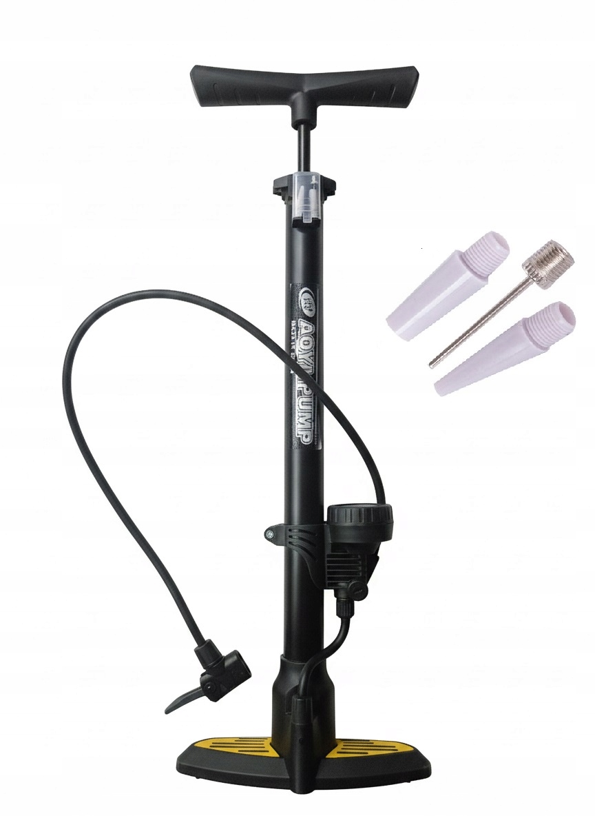 POMPKA STOJĄCA PODŁOGOWA Z MANOMETREM NOŻNA SAMOCHODOWA ROWEROWA KOŃCÓWKI