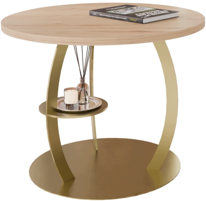Stolik kawowy okrągły Tulipan loft 55 cm złoty artisan