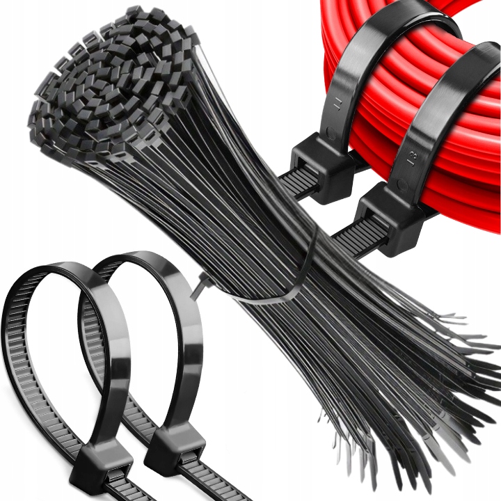 Opaski Zaciskowe Mocne Trytki Kablowe 3,6x300 mm Czarne 100szt Taśma Opaska