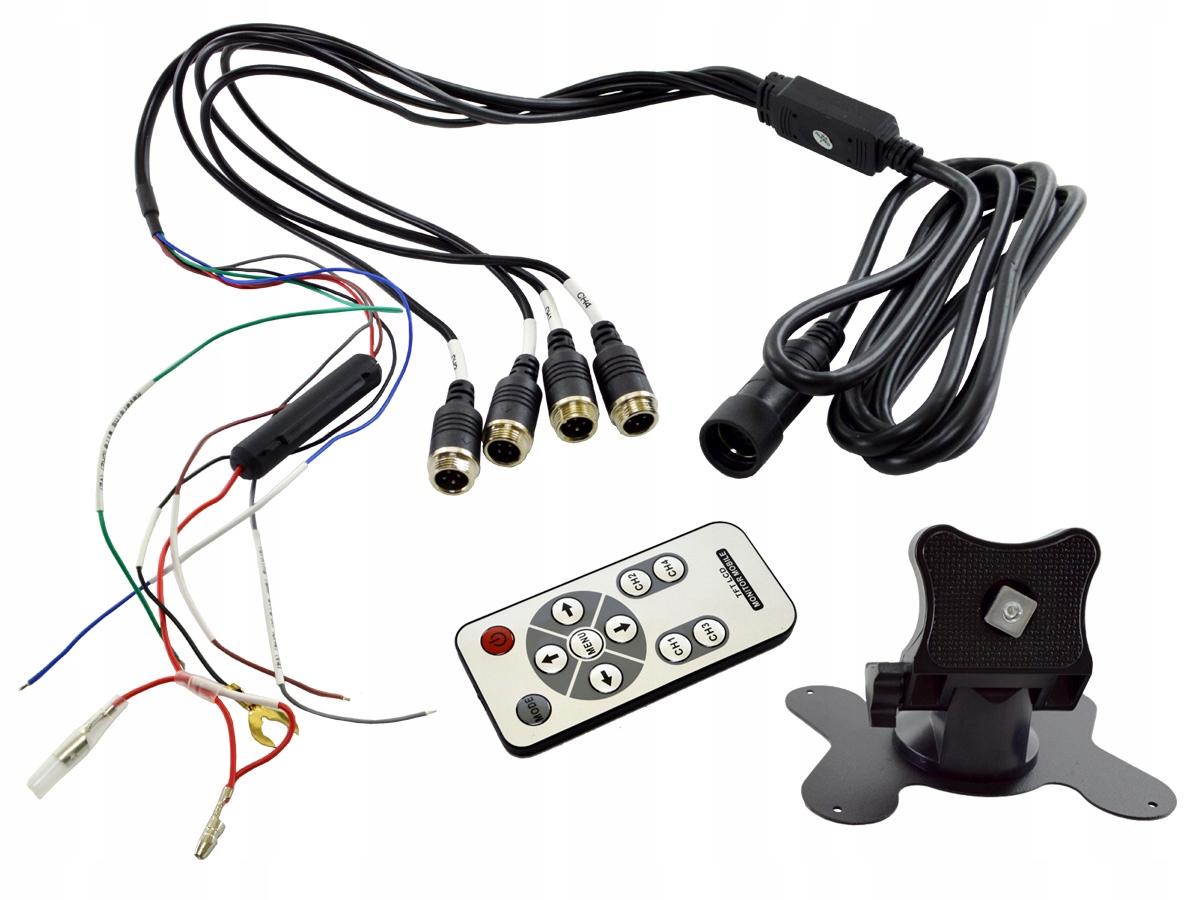 Monitor samochodowy lcd 7cali hd cofania i monitoringu z obsługą do 4 kamer Kod producenta NVOX HM740HD QUAD 4PIN