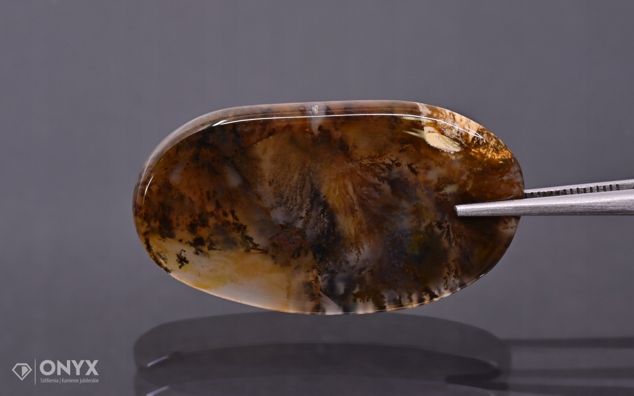 Dendritový achát z Kazachstánu konvexní dlaždice nere