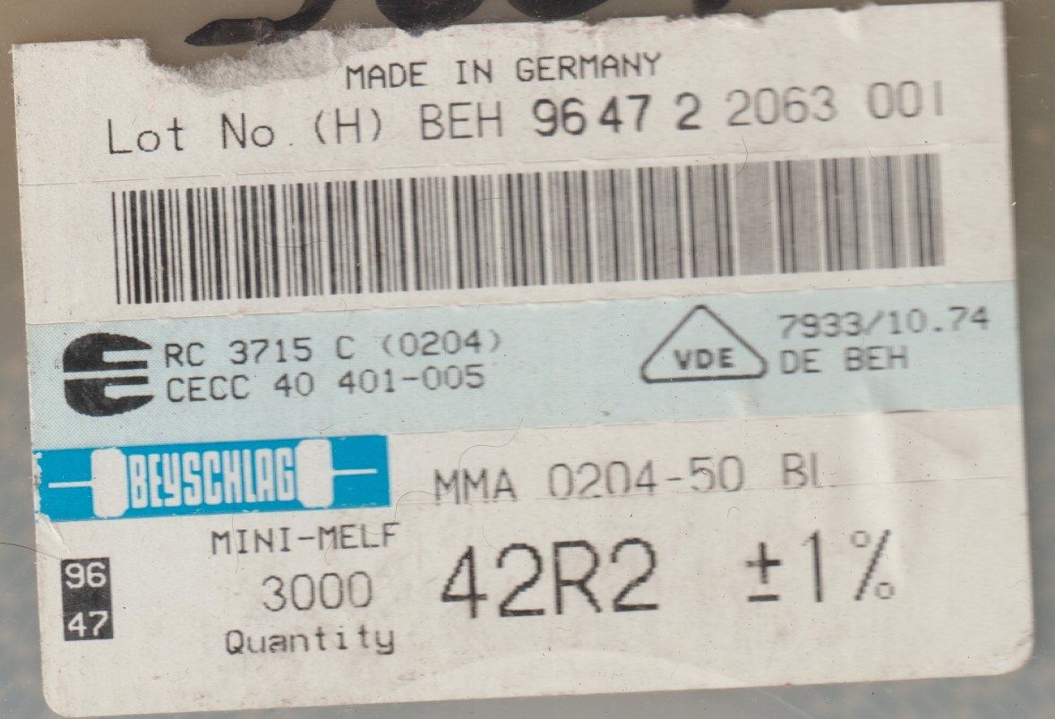 [100szt] 42R2 1% 50ppm rezystor Smd minimelf MMA0204 Beyschlag low noise