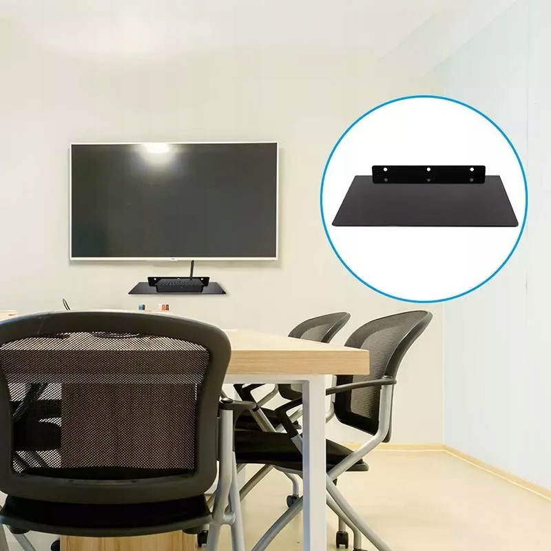 PÓŁKA SZKLANA ŚCIENNA UCHWYT NA POD DEKODER TV DVD Marka bez marki