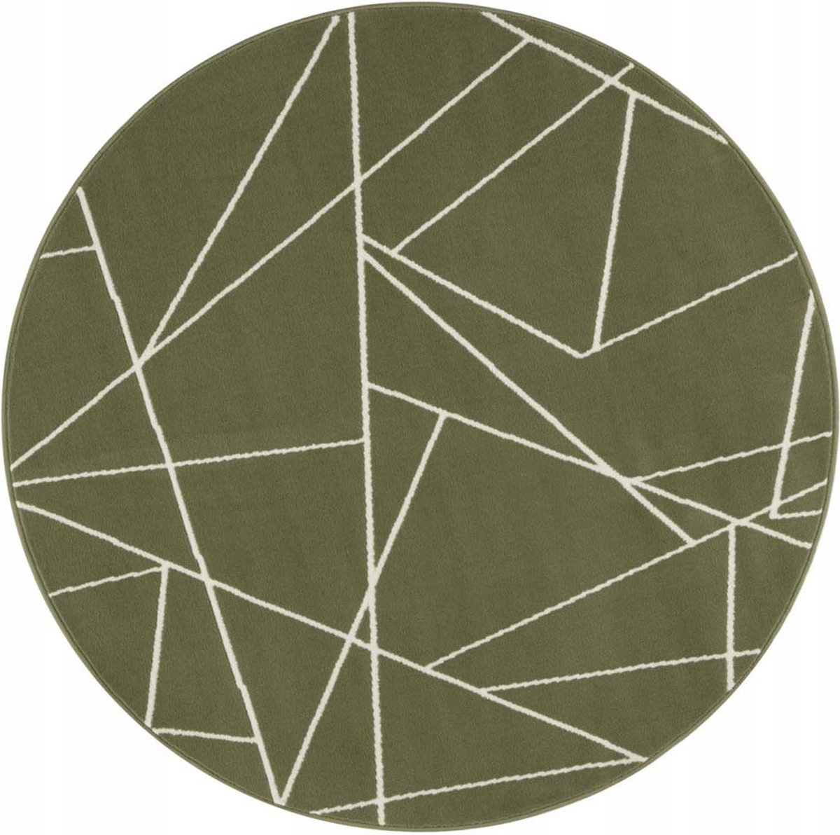 Kruhový koberec do obývačky 140 cm, mäkký vlas, krémovozelený vzor