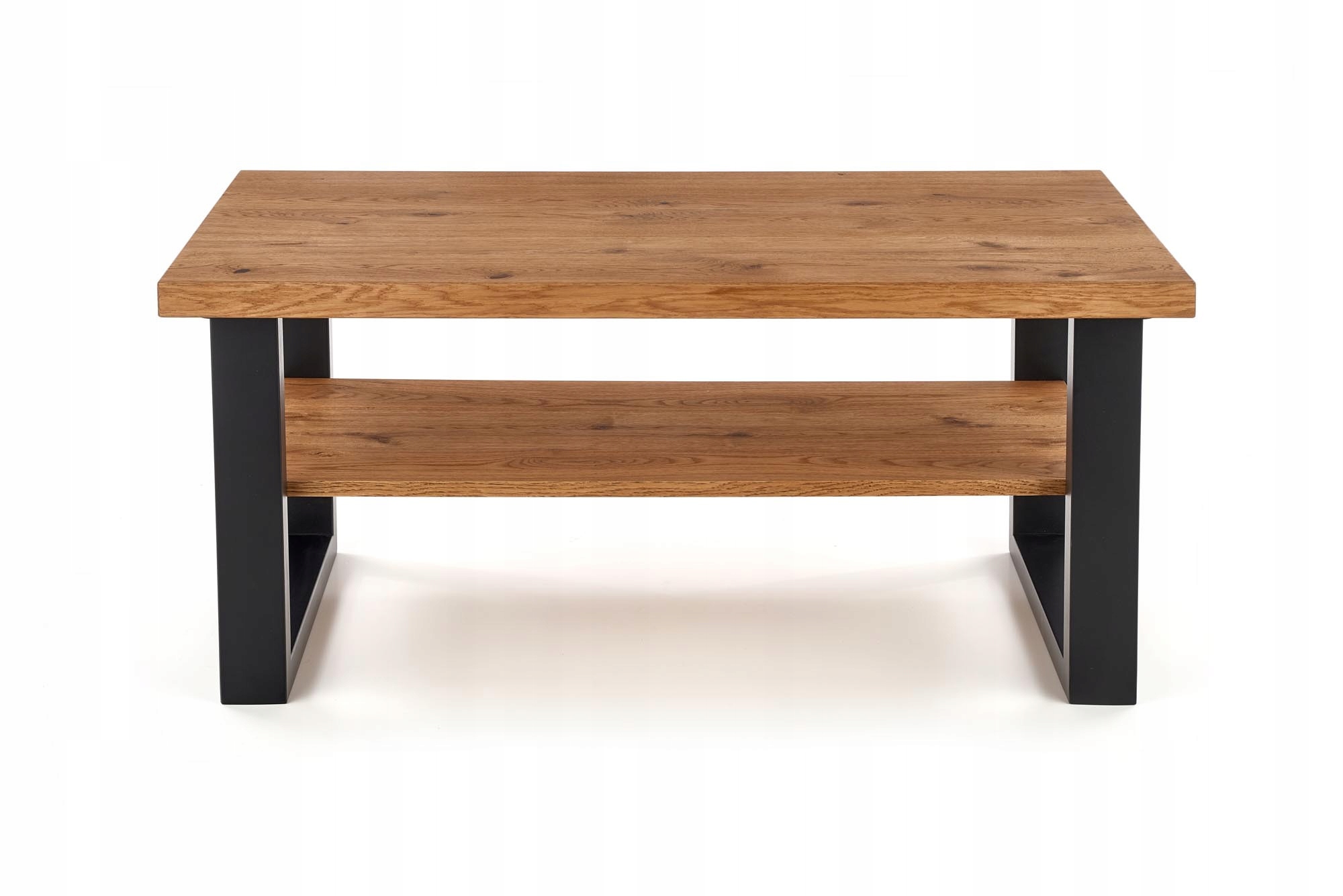 ŁAWA DO SALONU STOLIK KAWOWY JASNY DĄB NOGI CZARNE Typ ława