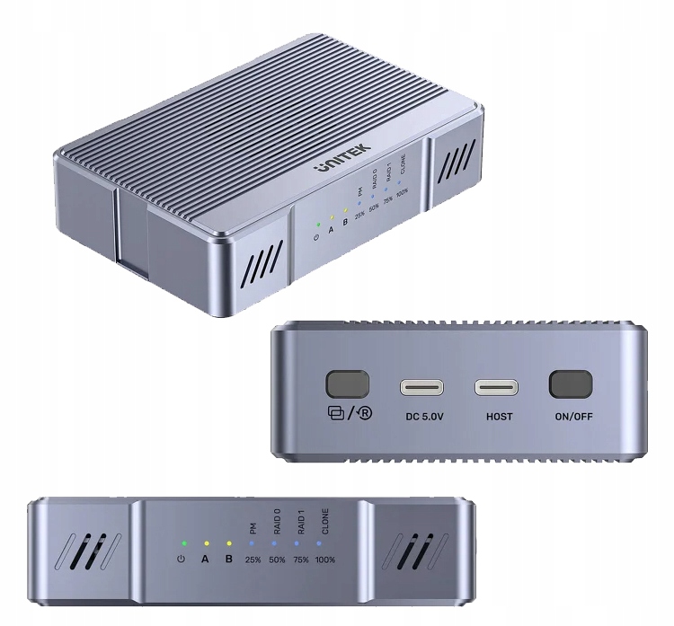 Unitek S1247AGY01 Obudowa Raid 2xM.2 NVMe/SATA 20Gbps z klonowaniem offline