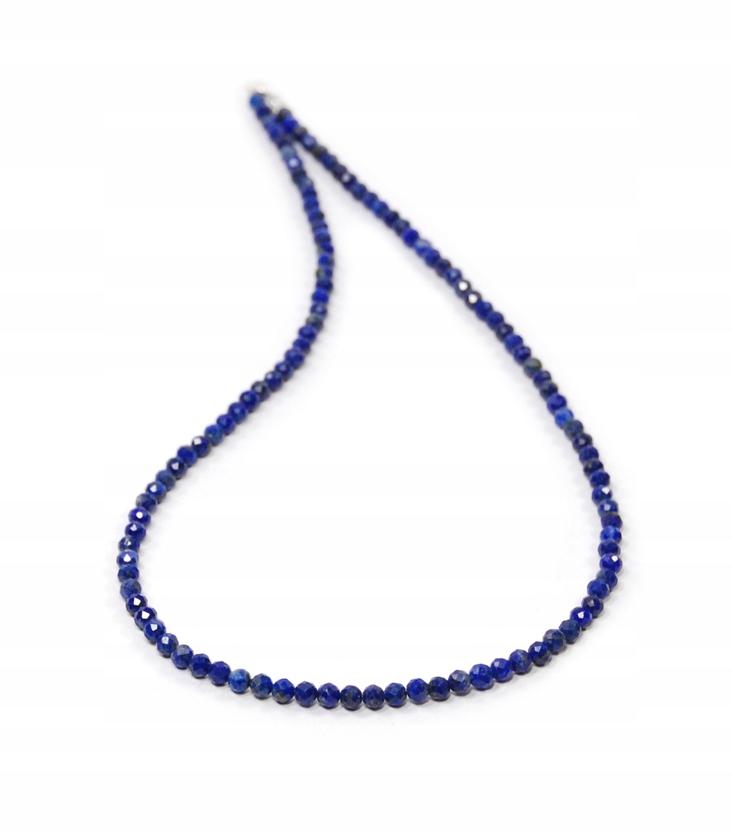 Přírodní náhrdelník Lapis Lazuli Lazurit fasetované kuličky 4 mm stříbro 925
