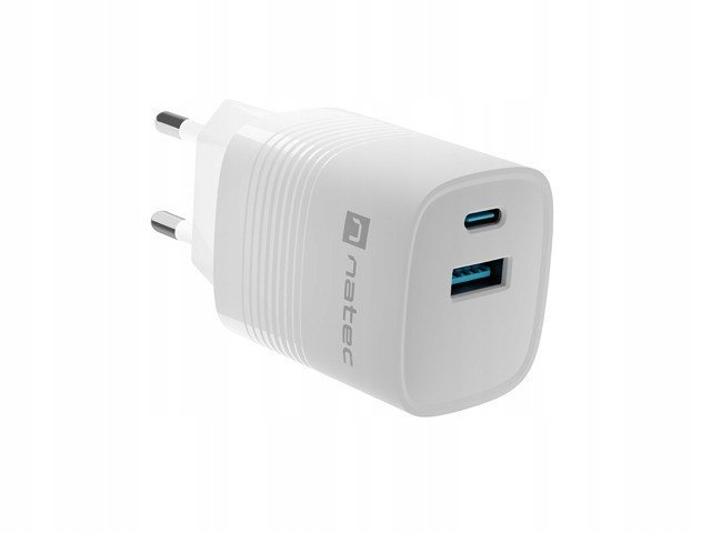 Natec Ładowarka sieciowa Ribera Gan 1X Usb-a 1X Usb-c 30W Biała