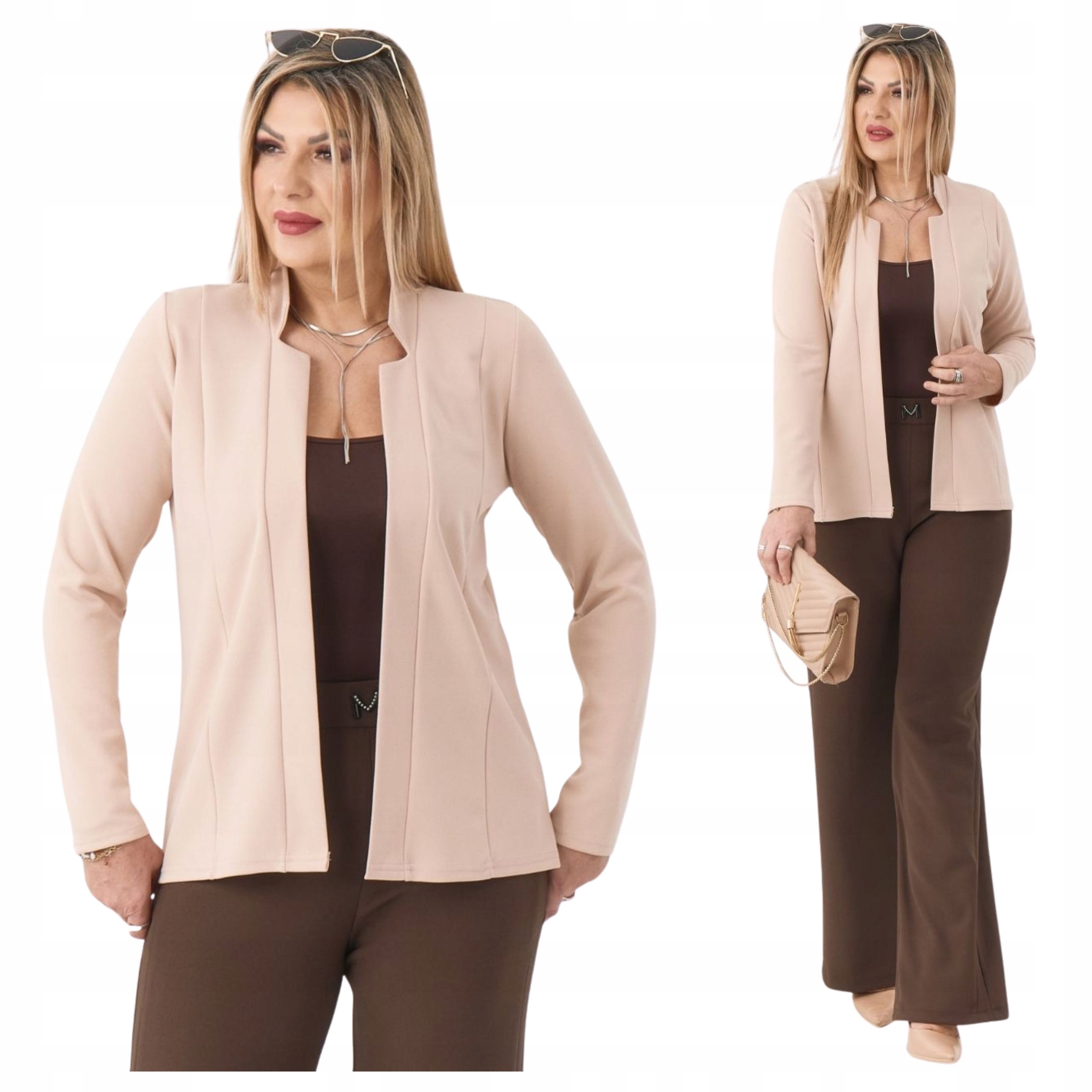 Wizytowa Narzutka Gładka Luźna Żakiet Polski Producent Duże Rozmiary