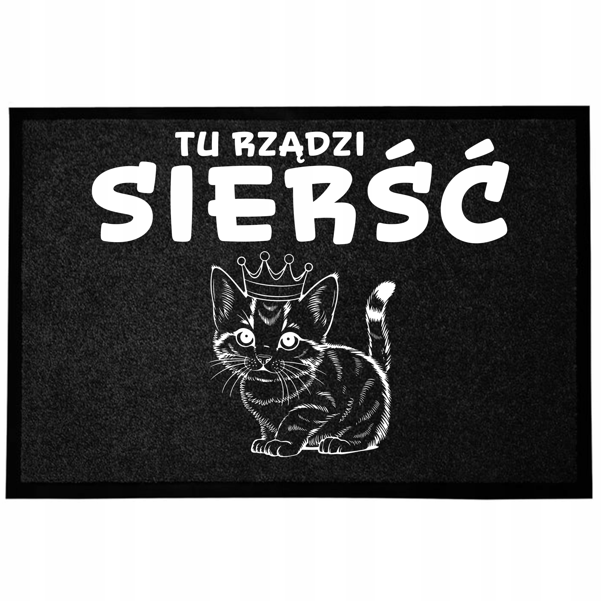 Wycieraczka Wejściowa Czarna 40X60 Pod Drzwi Zabawna Humor Tu Rządzi Sierść