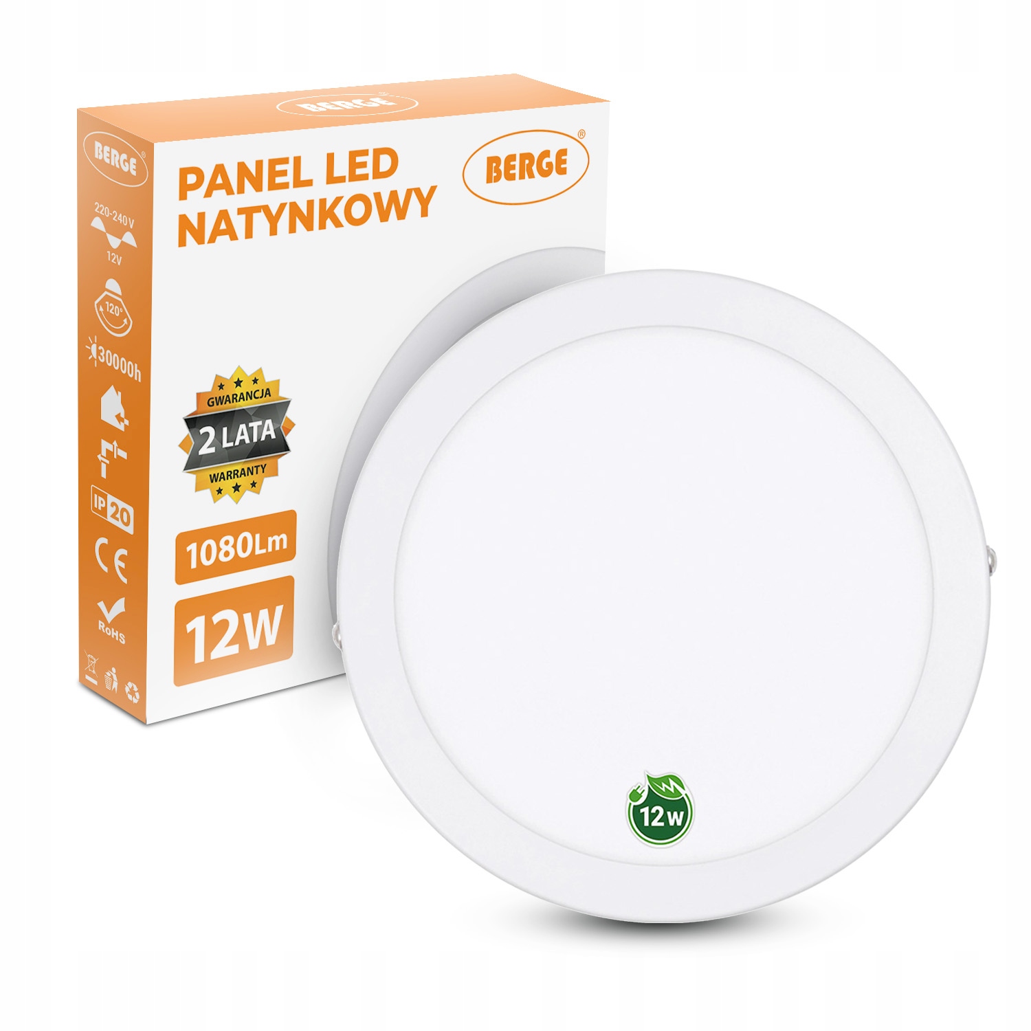 Panel LED plafon okrągły natynkowy 12W CCD