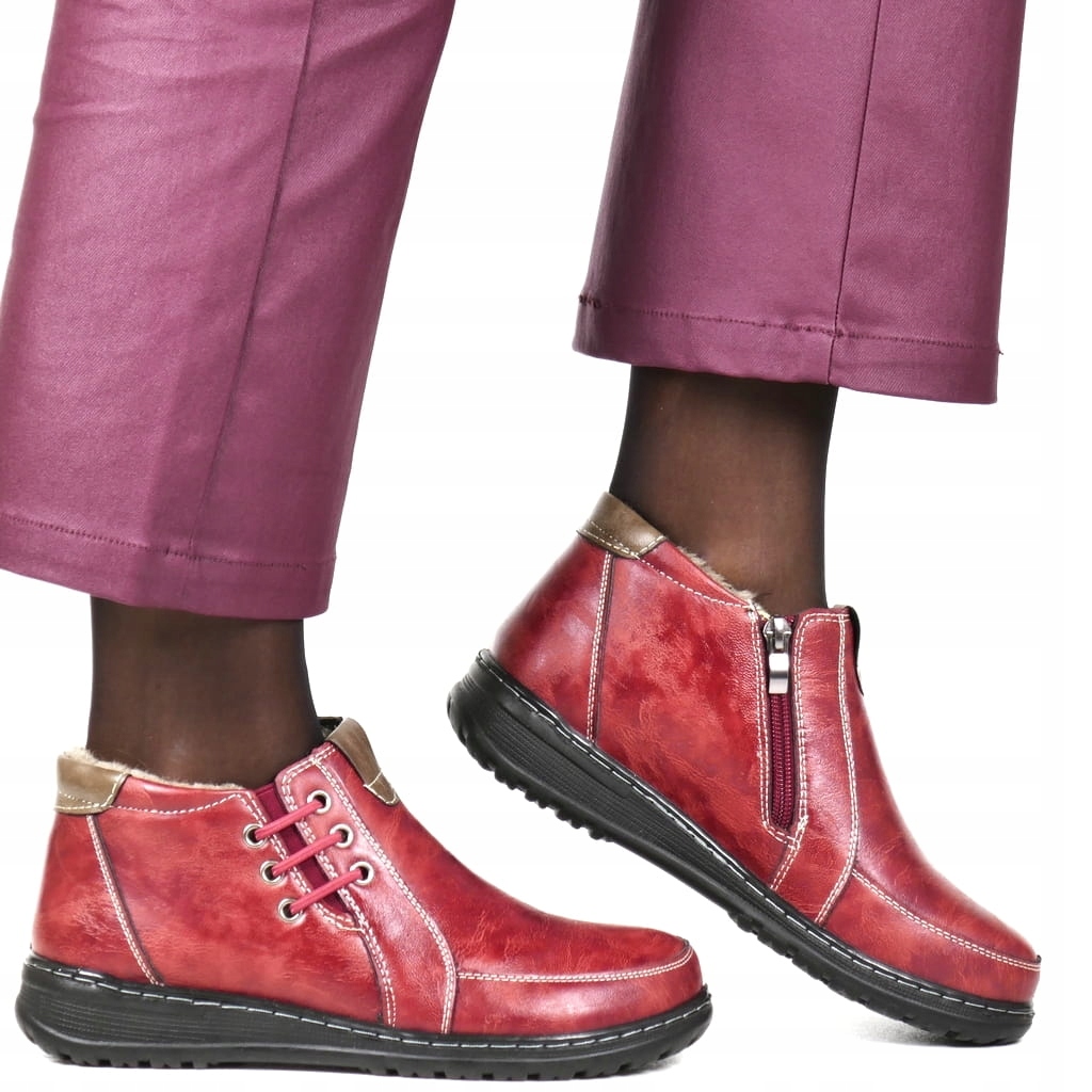 Bordové Kotníkové Boty Zimní Boty Ke Kotníkům Pohodlné Širší Pro Ženy Pohodlné