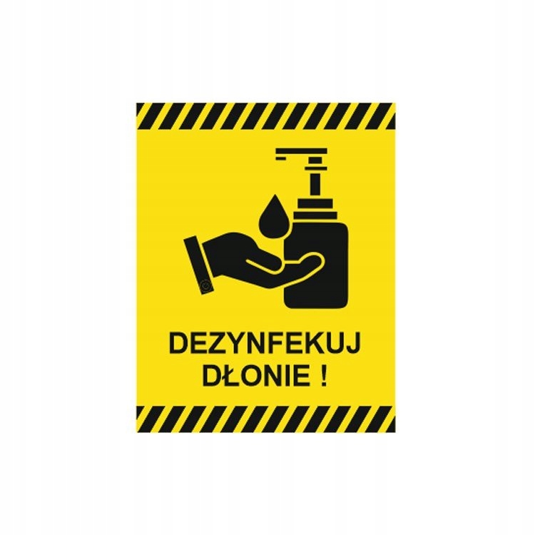 Tablica ostrzegawcza DEZYNFEKUJ DŁONIE! format A4