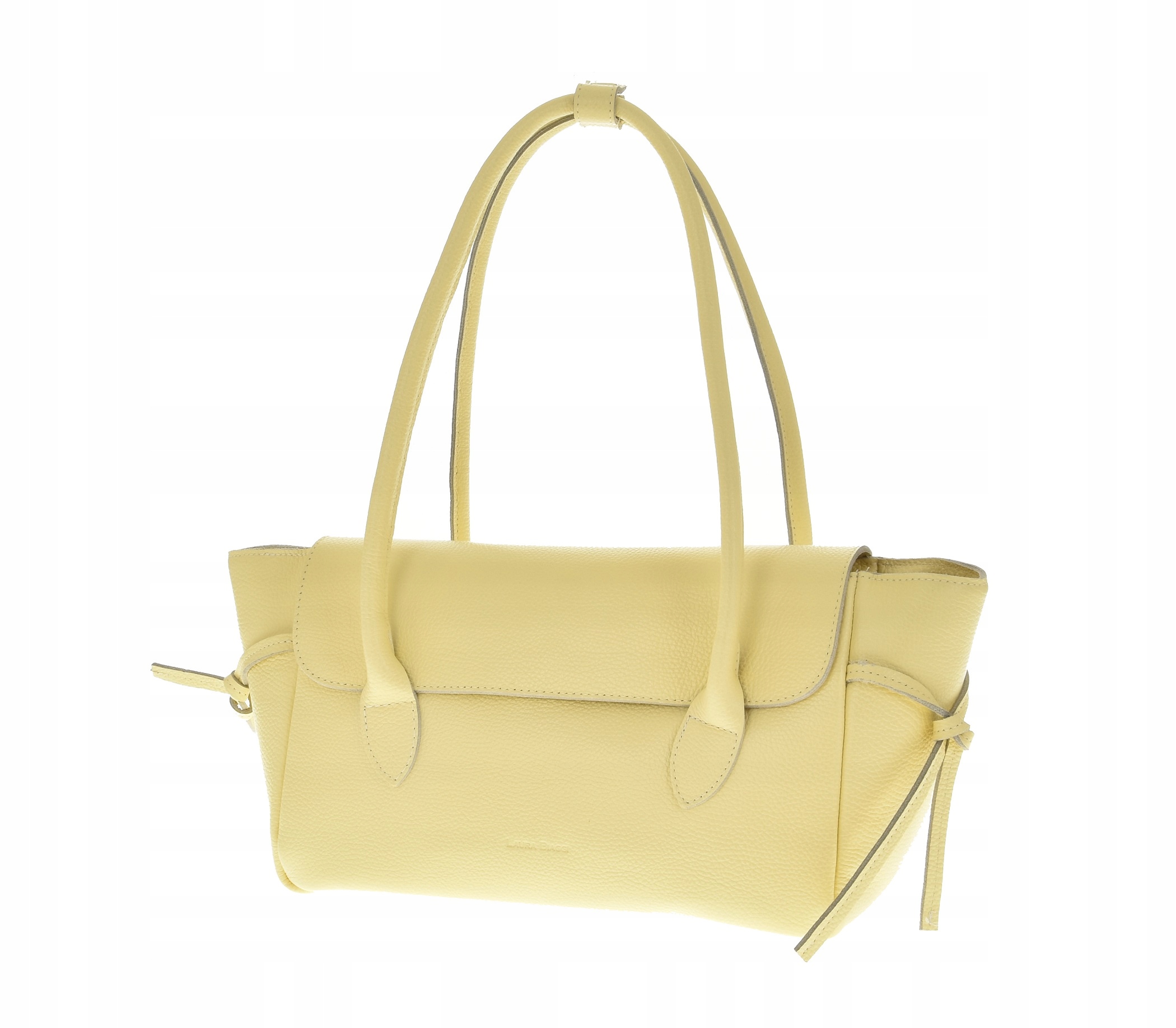 Dámská kožená kabelka Laura Biaggi žlutá, shopper na rameno, elegantní