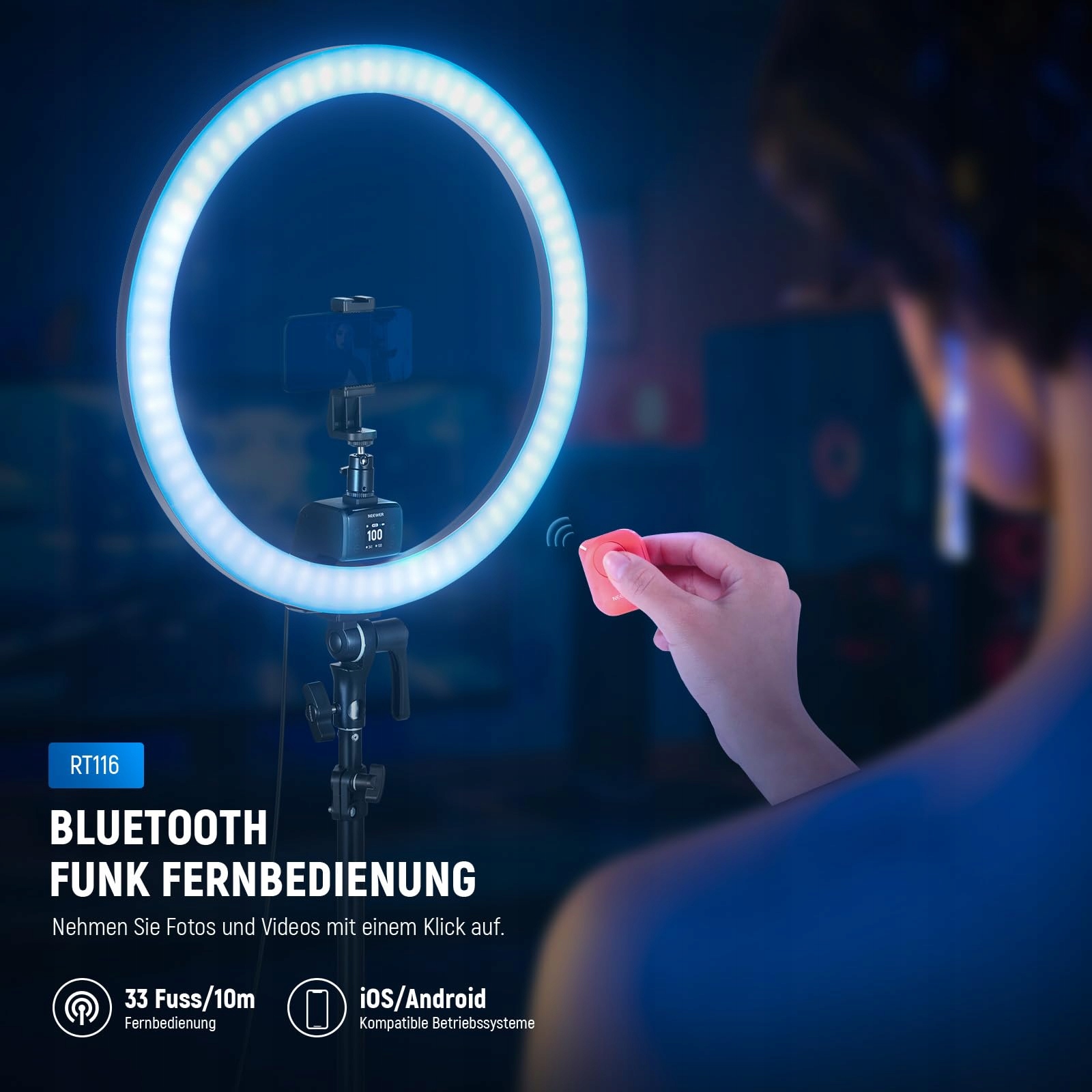 NEEWER SRP18C RGB LED zestaw świateł pierścieniowych 2500 K – 10000 K — miniatura 6