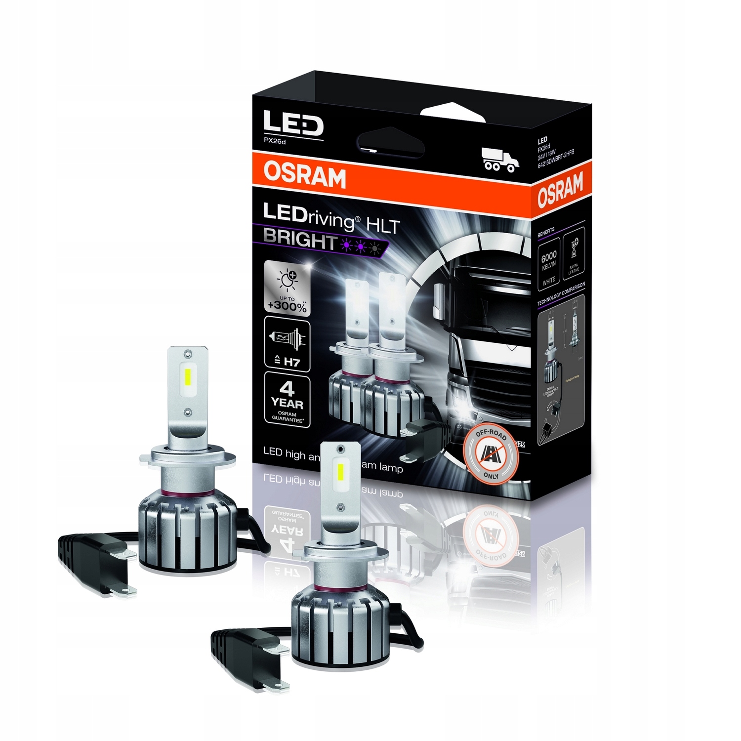 H7 LEDriving Hl Bright 24V 19W PX26d/PY26d-1 6000K Osram