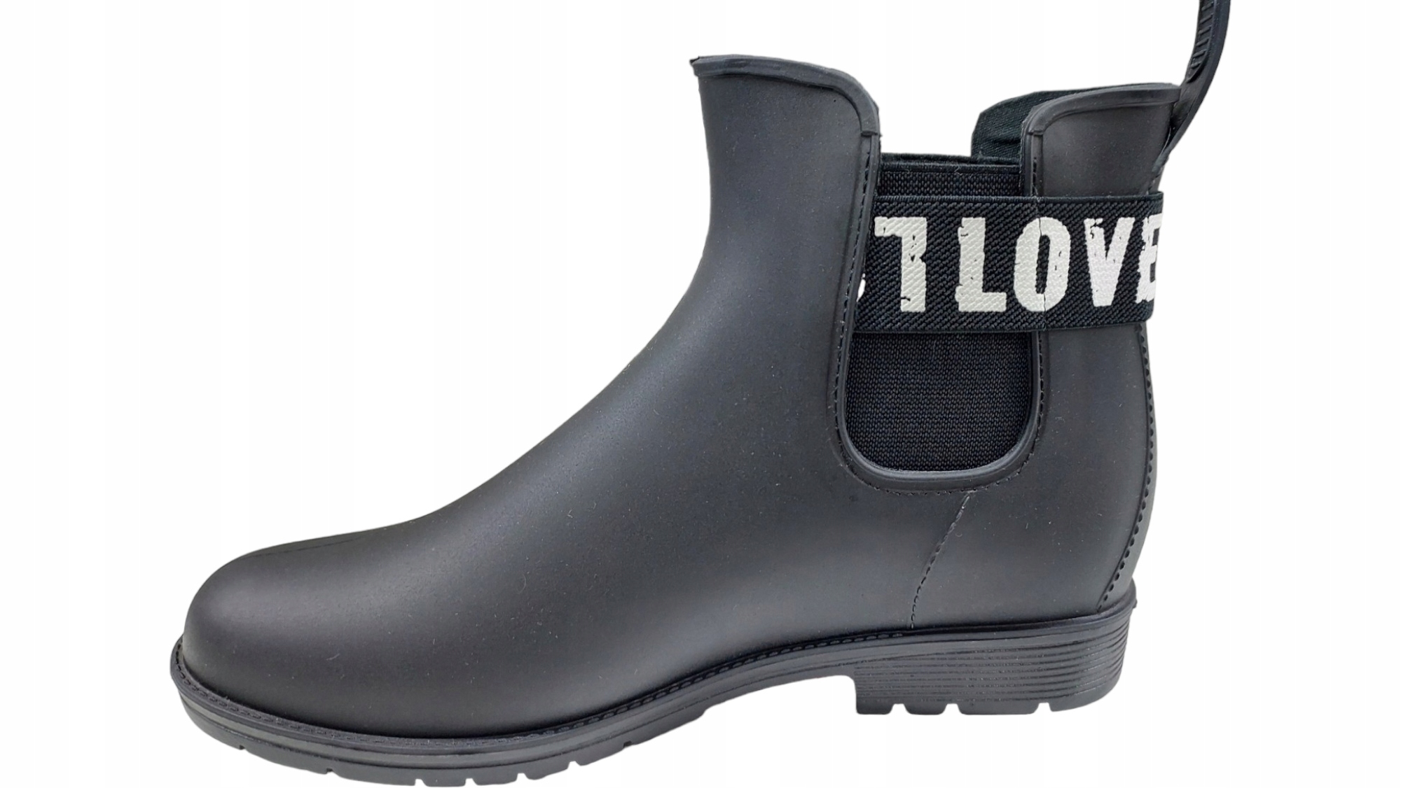 KALOSZE DAMSKIE BOTKI SZTYBLETY NAPIS CZARNE r 38 Kod producenta S-06