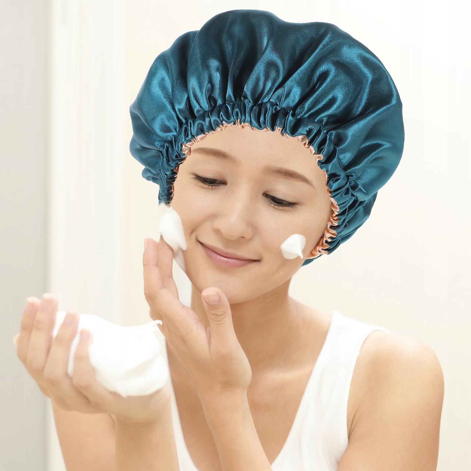 Satynowa opaska do włosów Czapka pod prysznic Night Spa Bonnet Marka bez marki