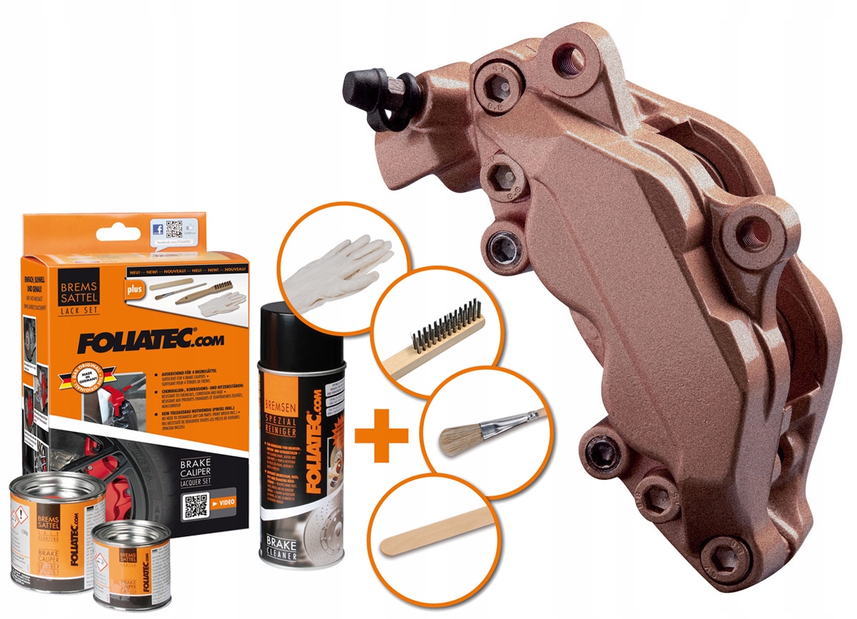 Foliatec dwuskładnikowa farba do hamulców, miedziana (Vintage copper metallic)