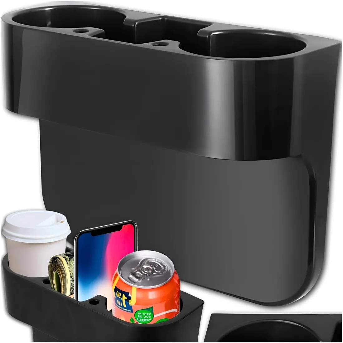 Uchwyt Samochodowy Na Napoje Butelki Kubki Telefon Do Auta Organizer Duży
