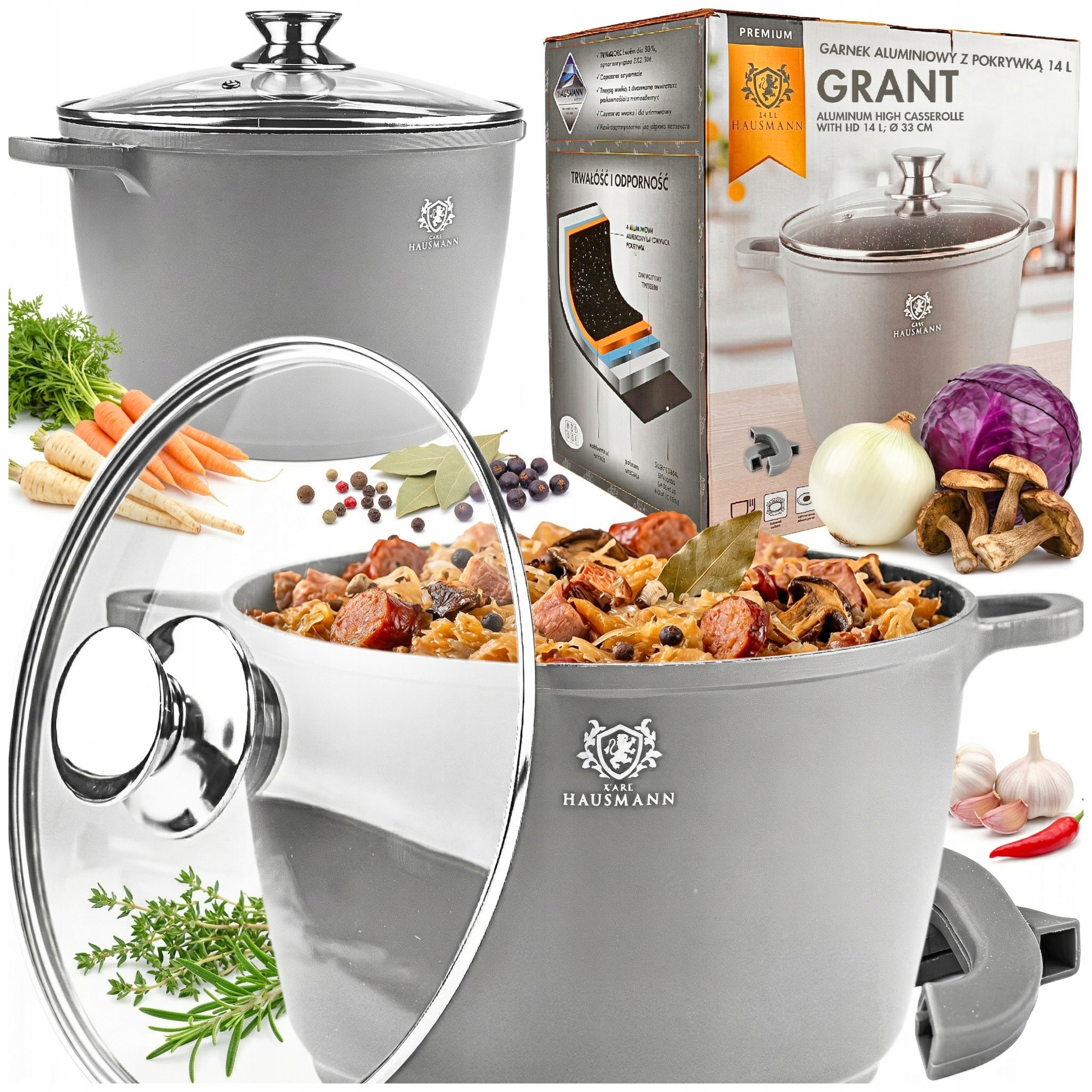 Hrnec Velký 14L Indukce Plyn Vysoký Hrnec Mramorový Do Trouby Hrnce