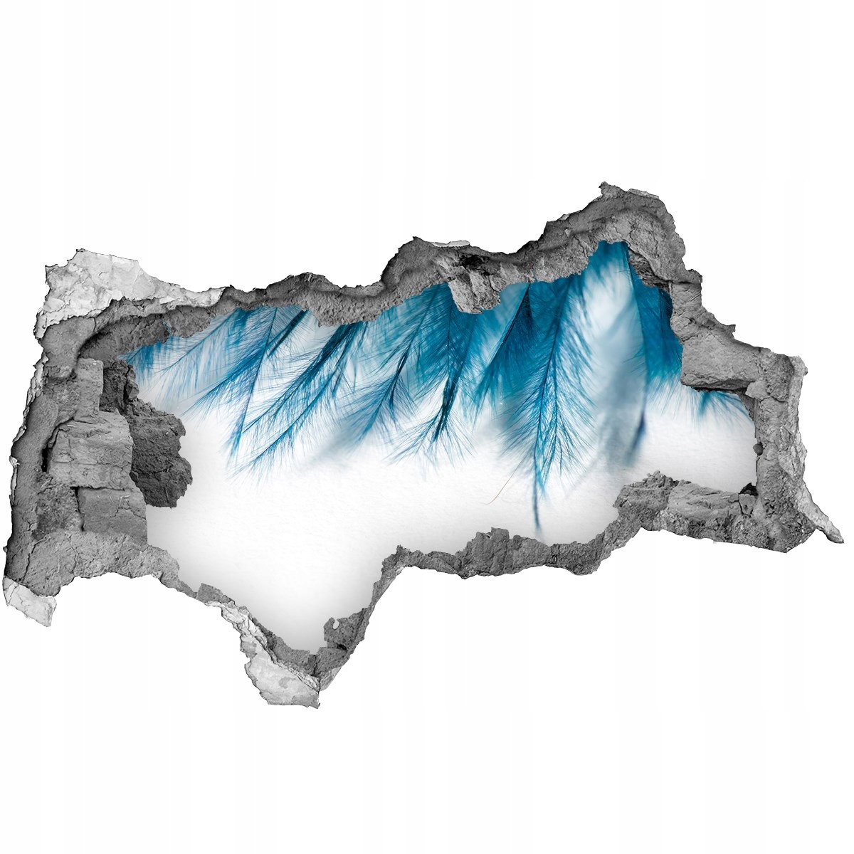 

Samoprzylepna dziura ścienna 3D Niebieskie pióra