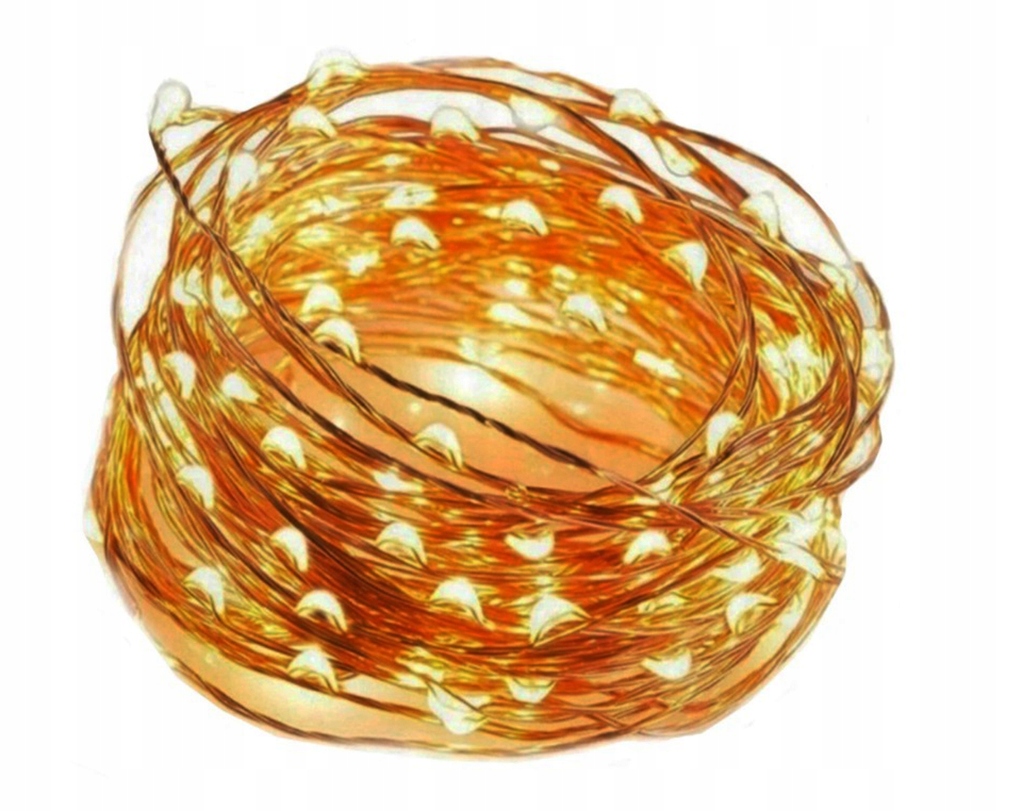

Lampki Druciki 100 Mikro Led Zasilacz B.ciepłe