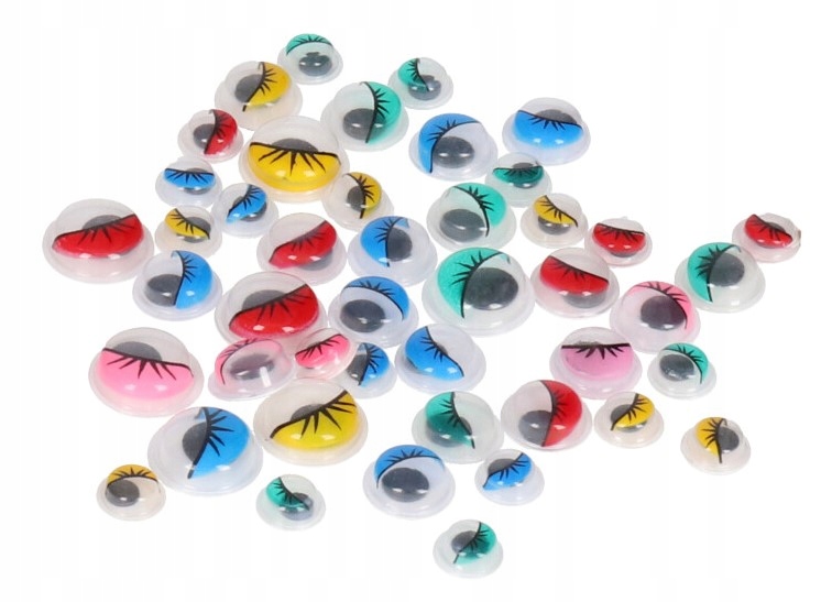 OCZY SAMOPRZYLEPNE KOLOROWE MIX 6-8-10 MM 44SZT