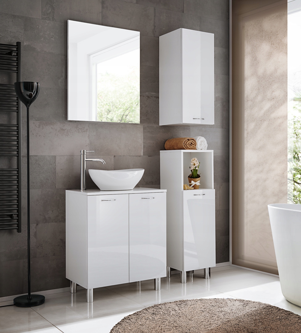 ZESTAW MEBLI ŁAZIENKOWYCH NIKA BIAŁA POŁYSK JASNE