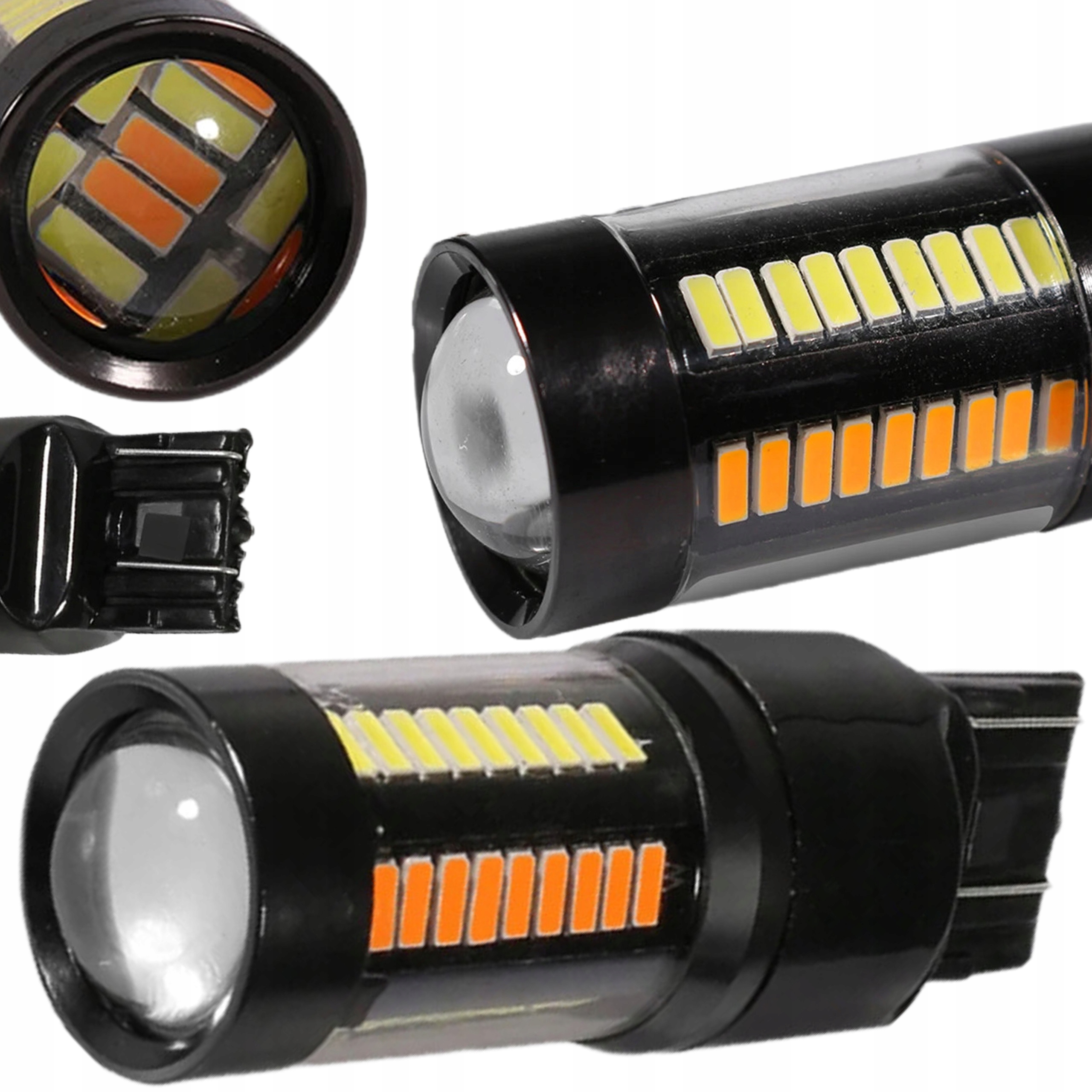 Żarówka P27/7W Led 3157 Dual Color 66xSMD Biały I Pomarańczowy Komplet 2SZT