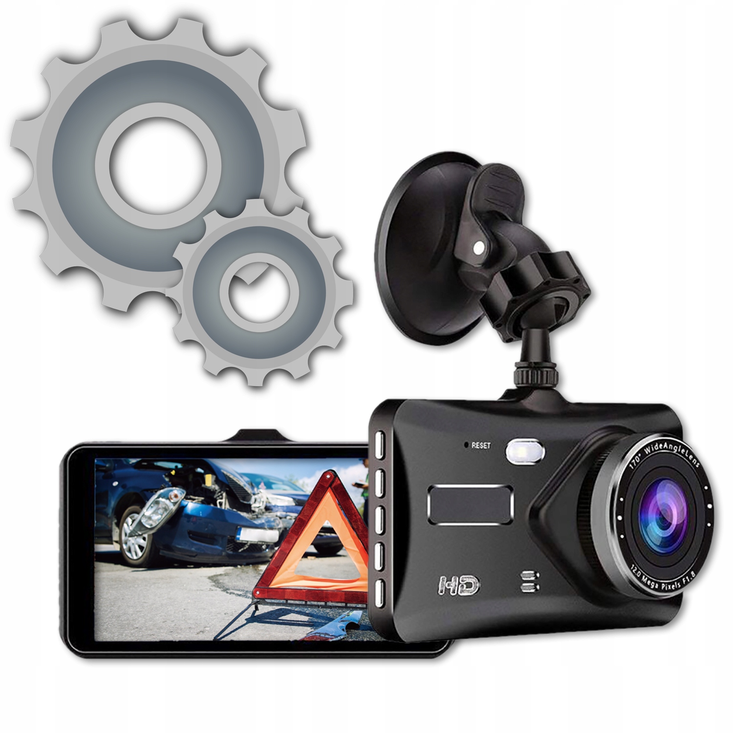 WIDEOREJESTRATOR JAZDY DOTYKOWY PRZÓD TYŁ Menu PL Kąt widzenia 170°